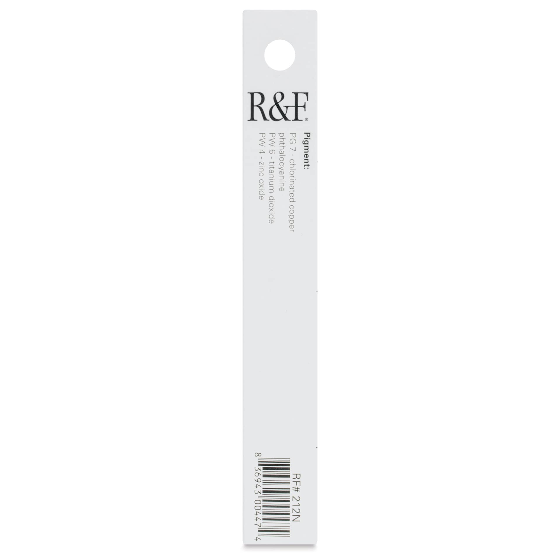 R&F Pigment Stick - Phthalo Green Pale, 38 ml Stick - back of packaging