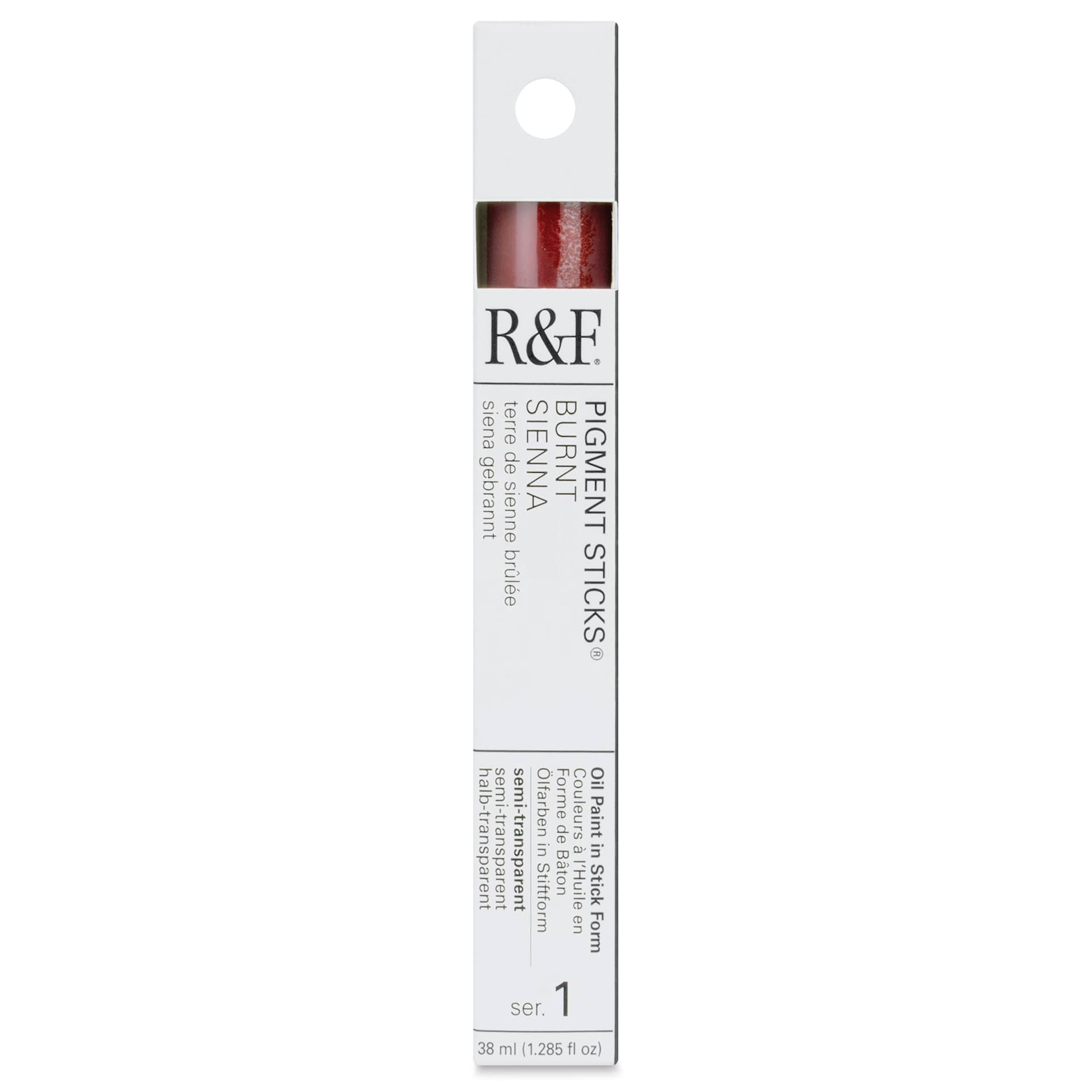 R&F Pigment Stick - Burnt Sienna, 38 ml stick - front of packaging