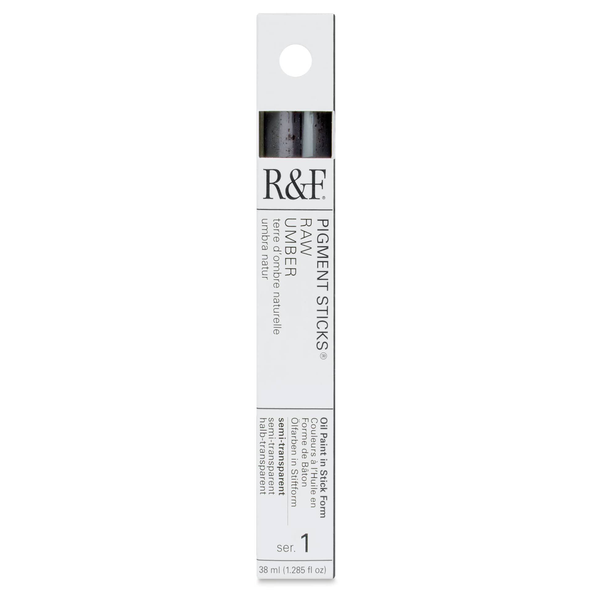 R&F Pigment Stick - Raw Umber, 38 ml stick - front of packaging