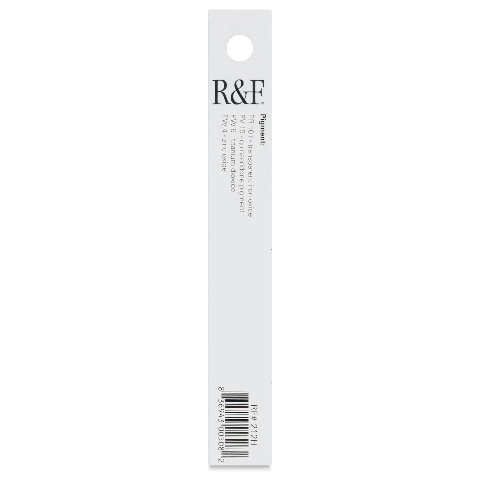 R&F Pigment Stick - Sanguine Earth Deep, 38 ml stick - back of packaging