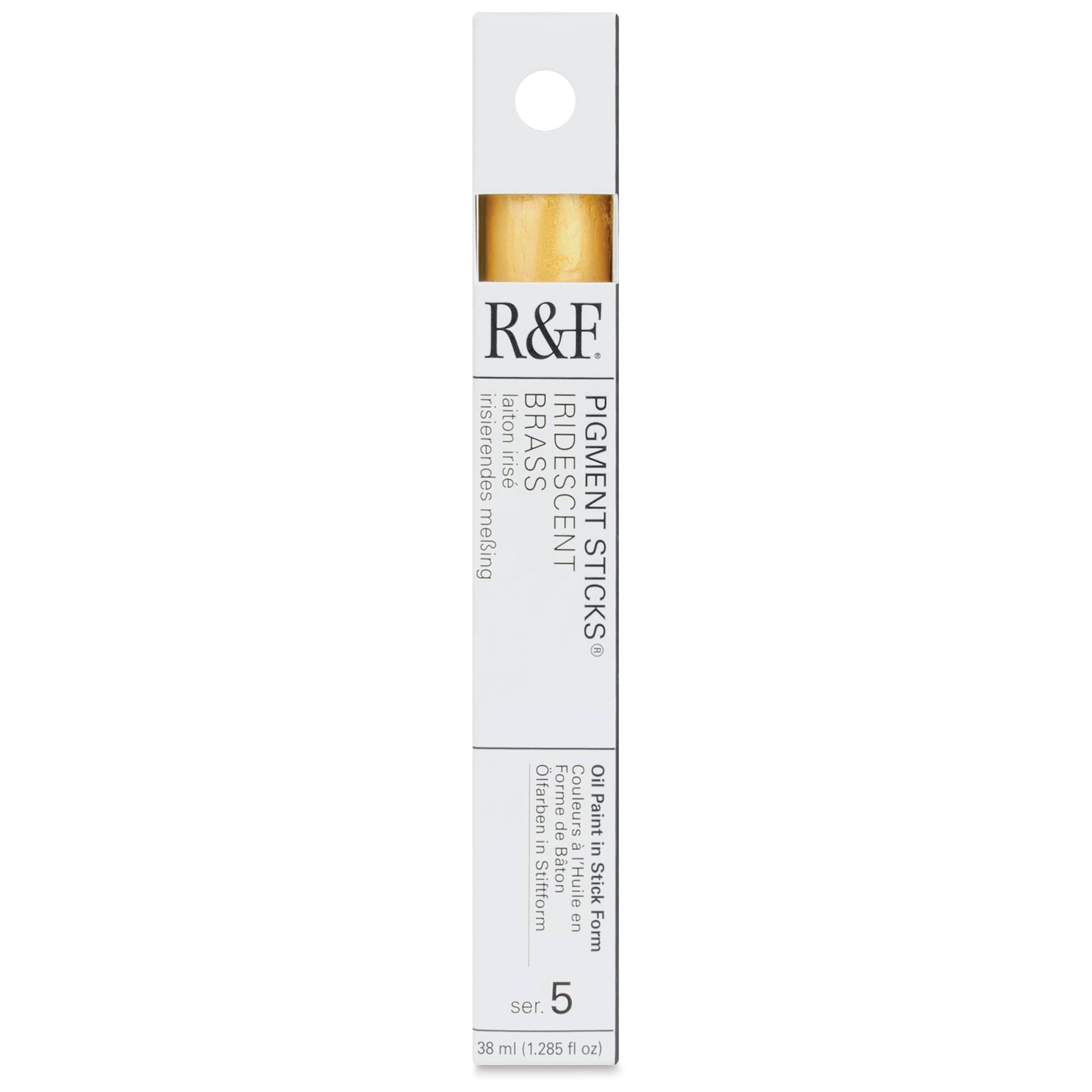 R&F Pigment Stick - Iridescent Brass, 38 ml stick - front of packaging
