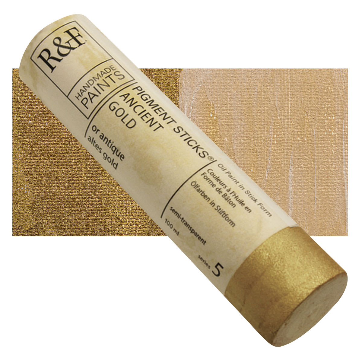 R&F Pigment Stick - Ancient Gold, 100 ml stick and swatch