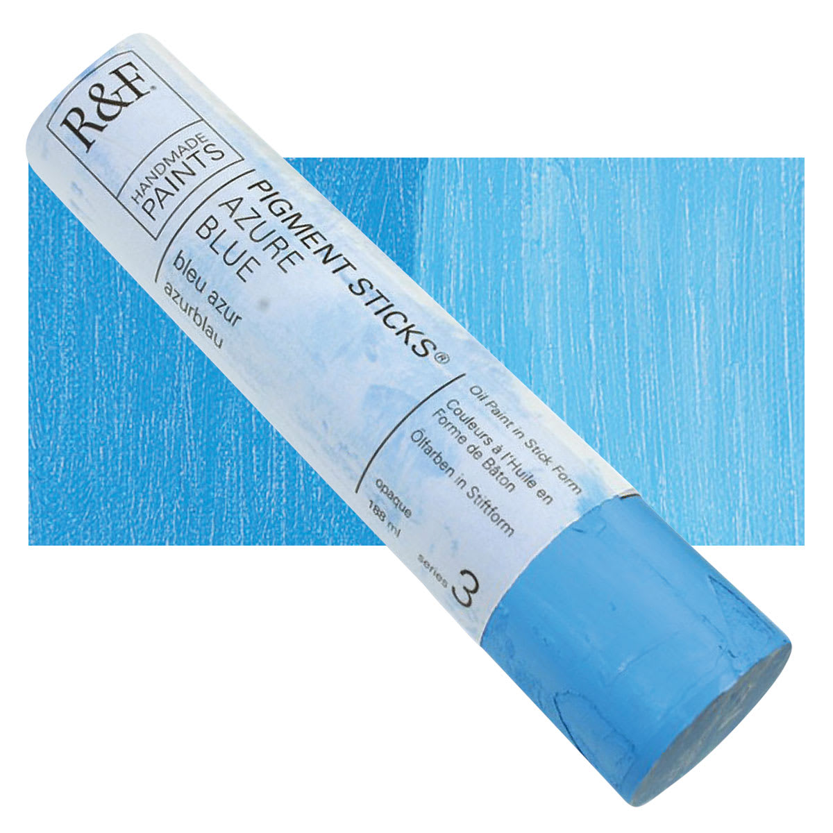 R&F Pigment Stick - Azure Blue, 188 ml stick and swatch
