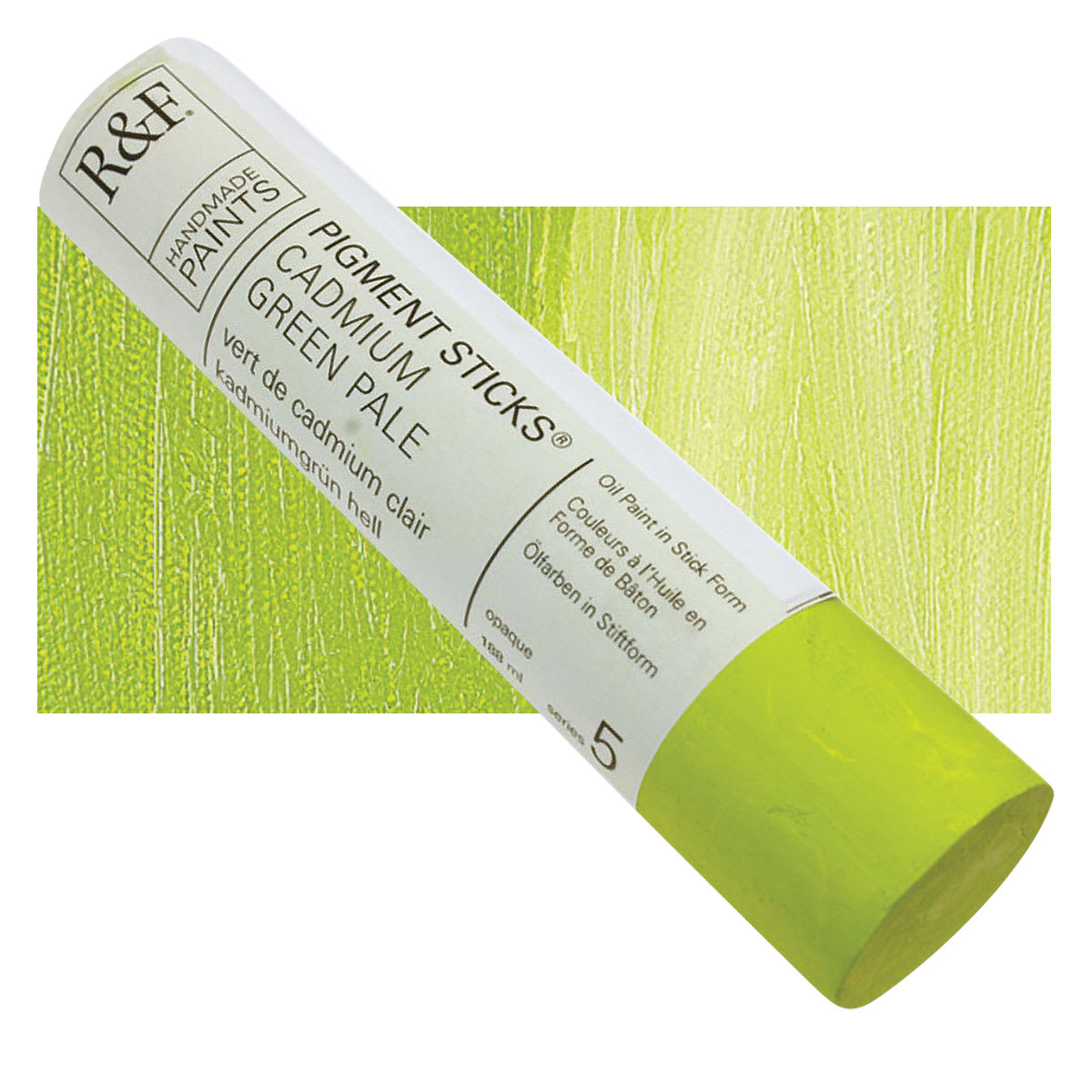 R&F Pigment Stick - Cadmium Green Pale, 188 ml stick and swatch