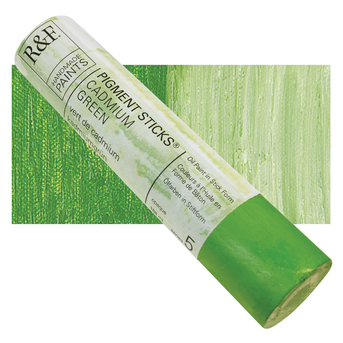 R&F Pigment Stick - Cadmium Green, 188 ml stick and swatch