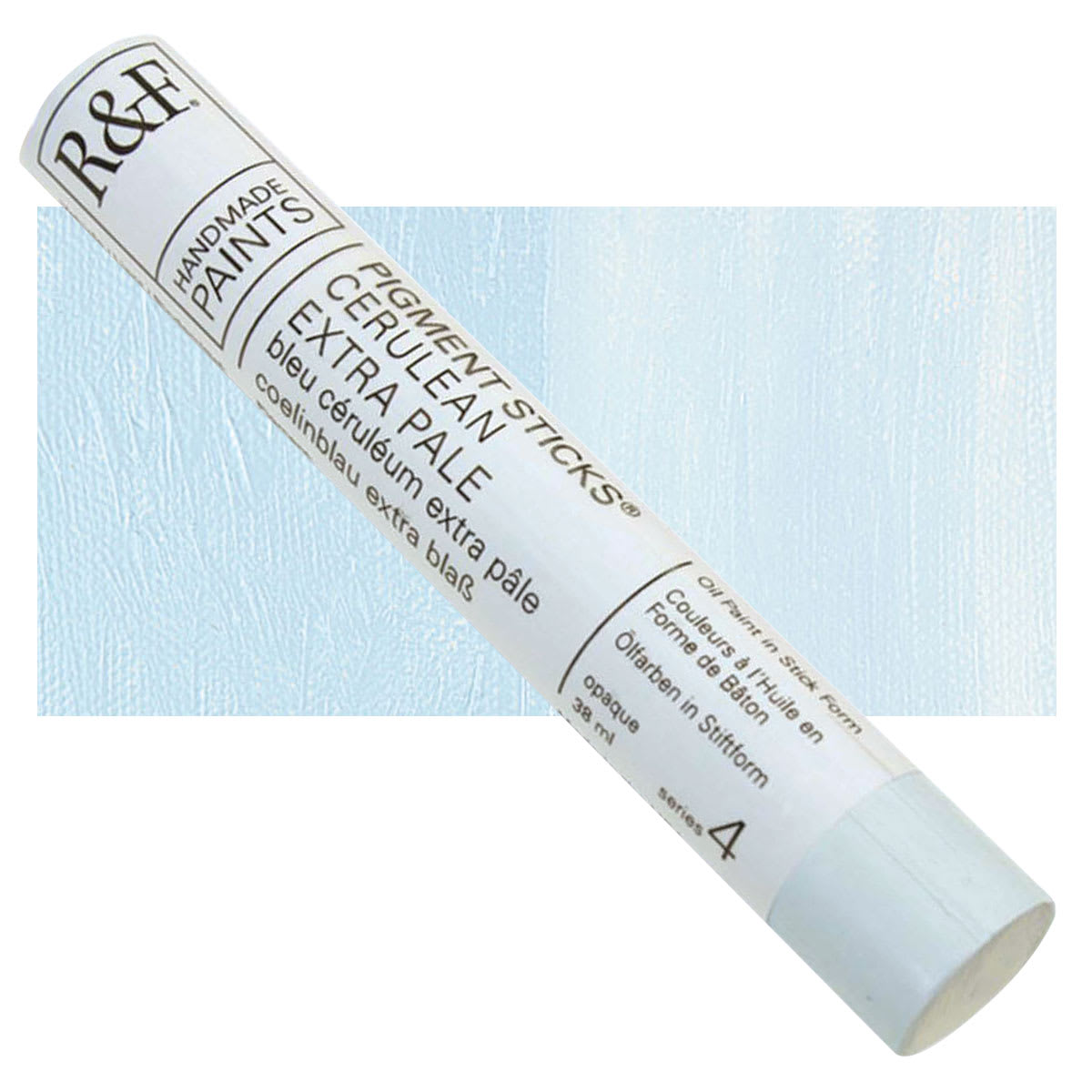 R&F Pigment Stick - Cerulean Extra Pale, 38 ml stick and swatch