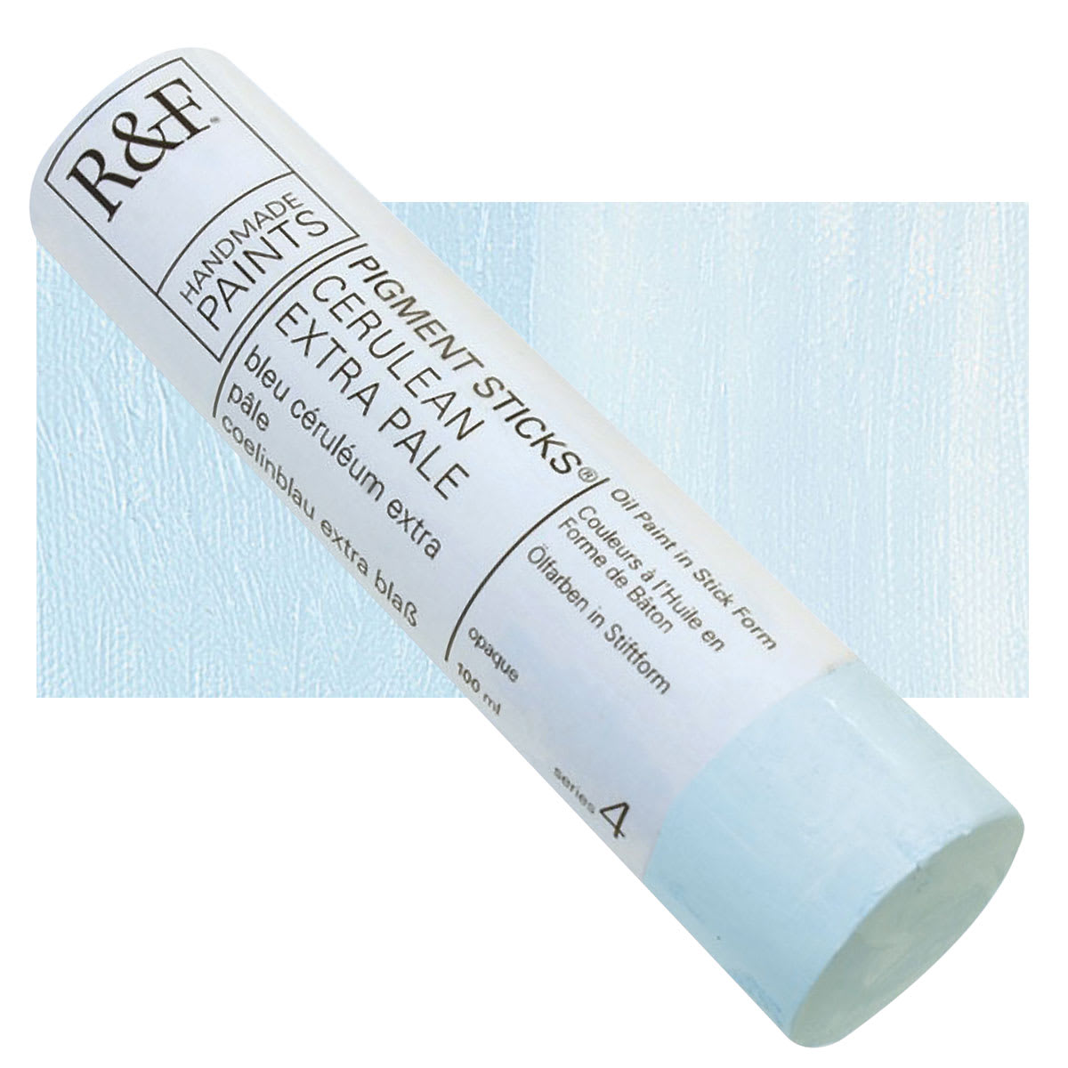 R&F Pigment Stick - Cerulean Extra Pale, 100 ml stick and swatch