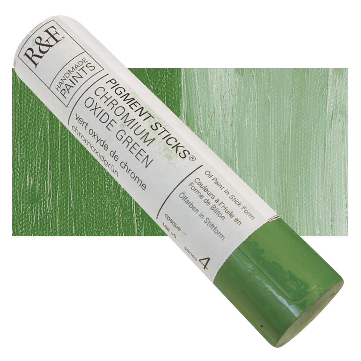 R&F Pigment Stick - Chromium Green Oxide, 188 ml stick and swatch