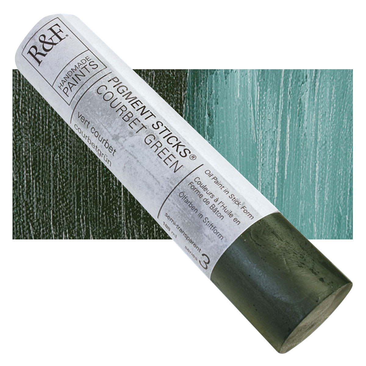 R&F Pigment Stick - Courbet Green, 188 ml stick and swatch