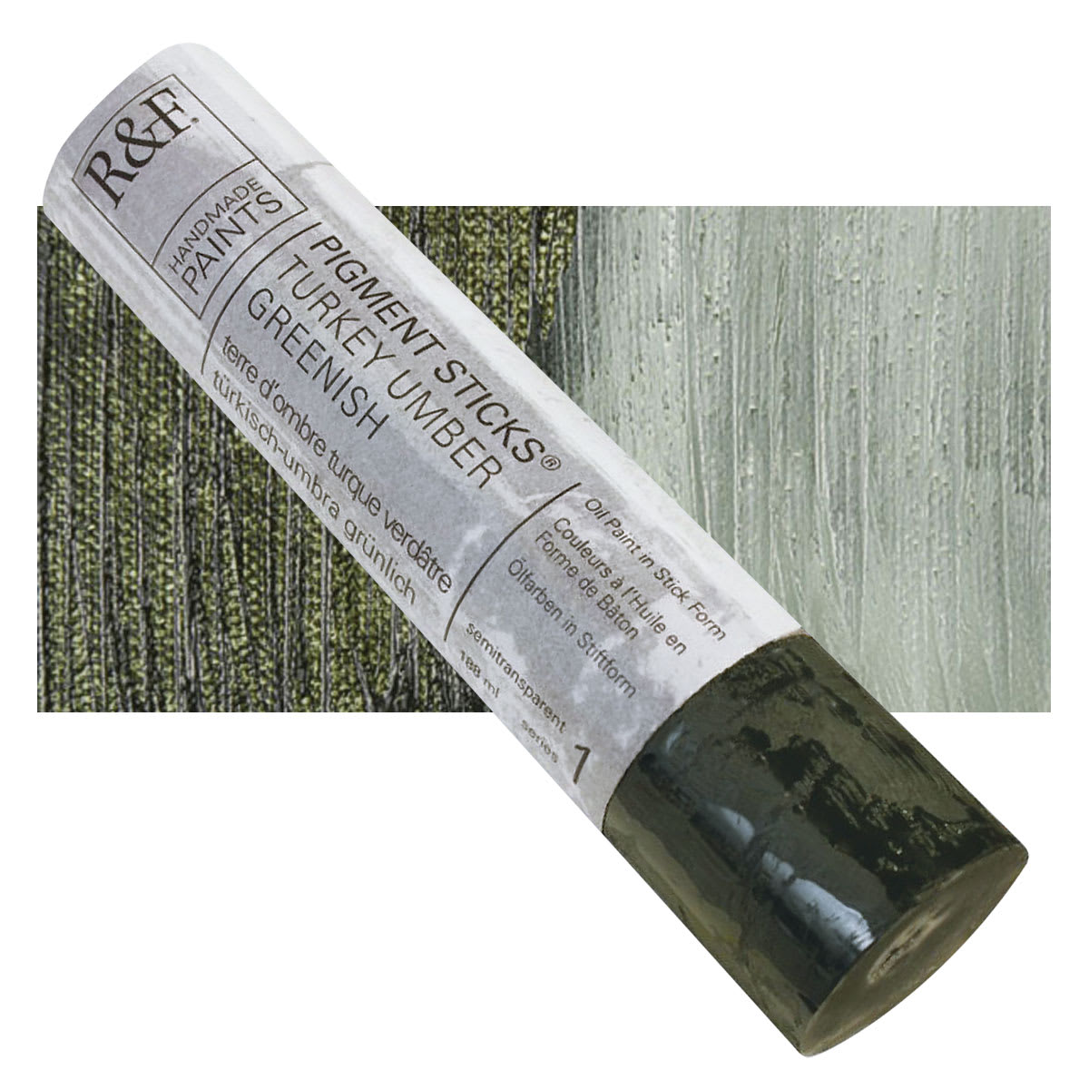 R&F Pigment Stick - Turkey Umber Greenish, 188 ml stick and swatch