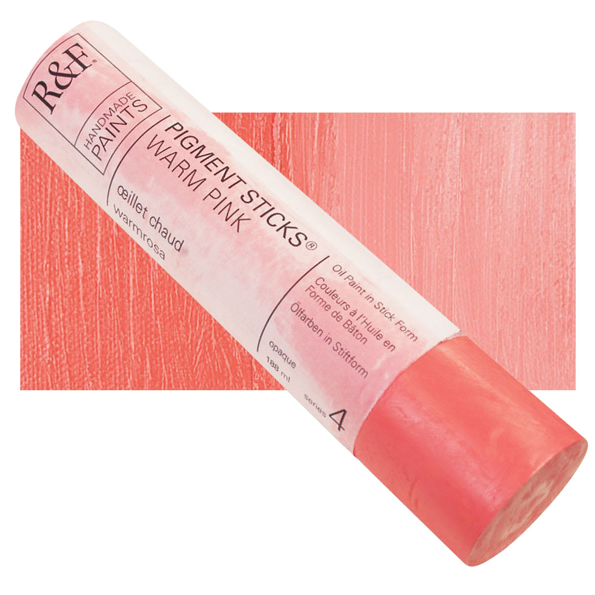 R&F Pigment Stick - Warm Pink, 188 ml stick and swatch