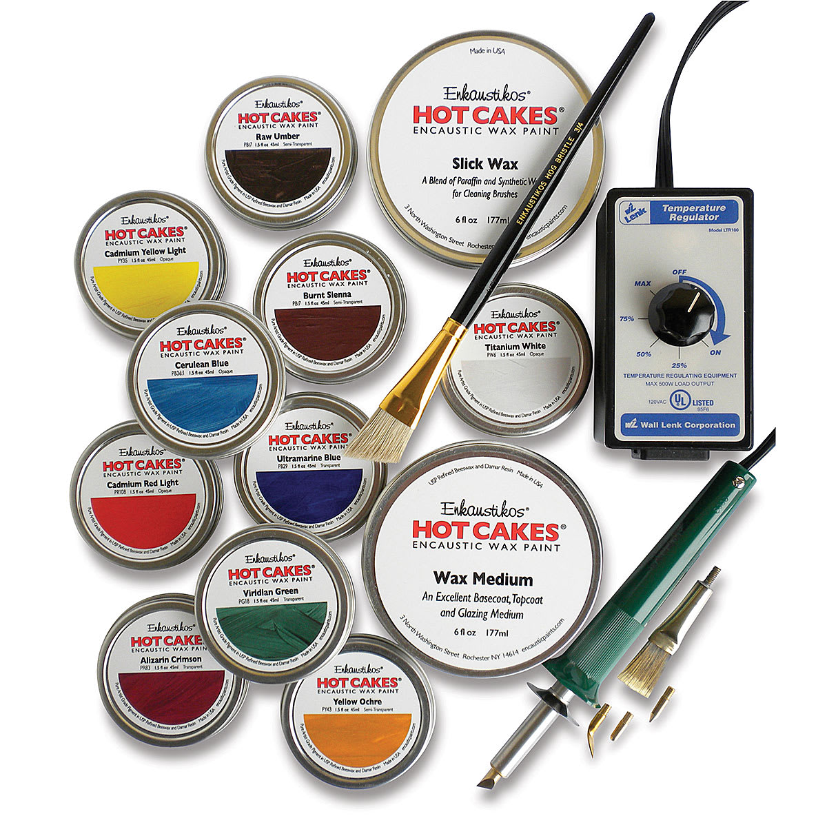 Enkaustikos Hot Cakes Encaustic Paint - Set of 10, Classic Painters Choice Colors, 45 ml tins