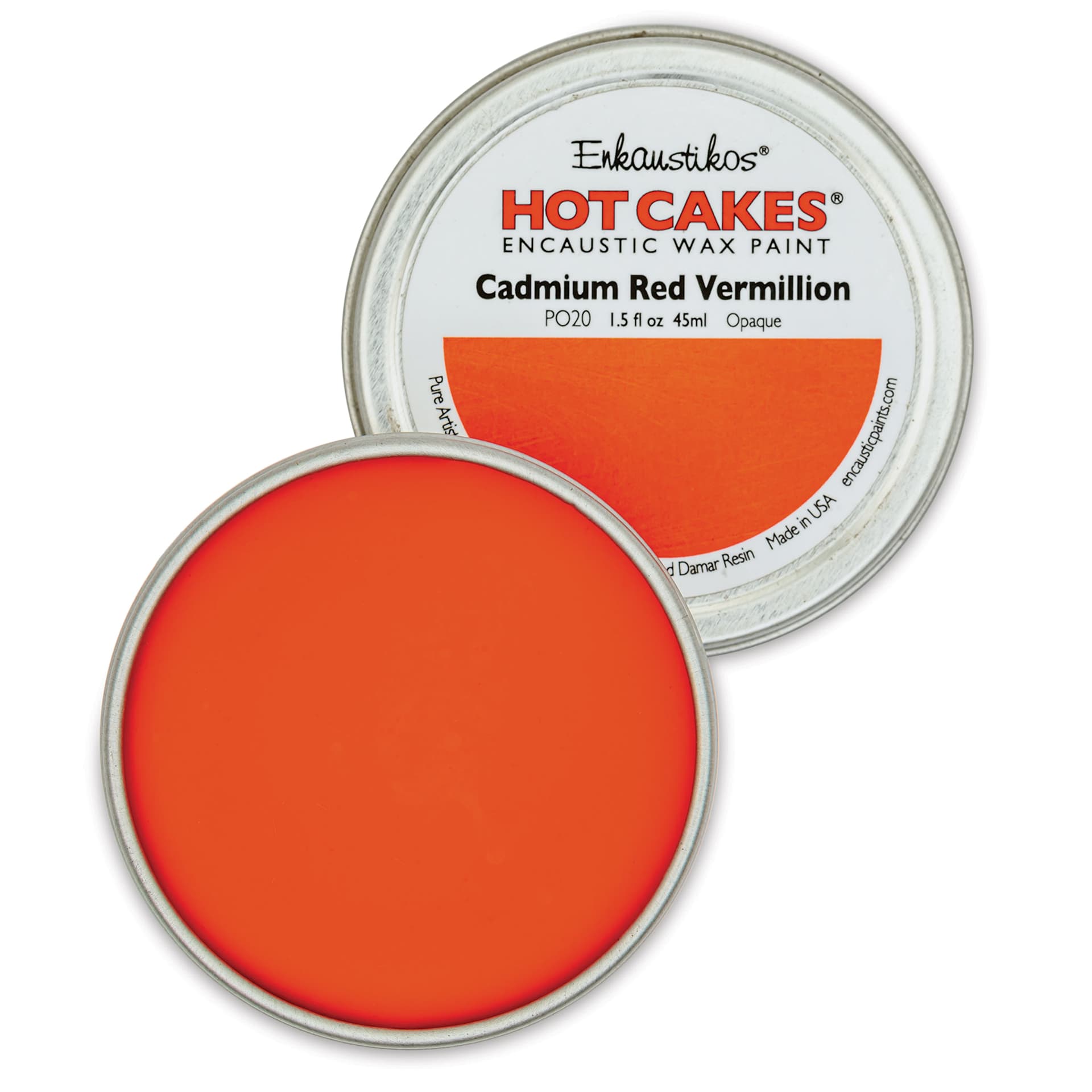 Enkaustikos Hot Cakes Encaustic Paint - Cadmium Red Vermilion, 45 ml tin