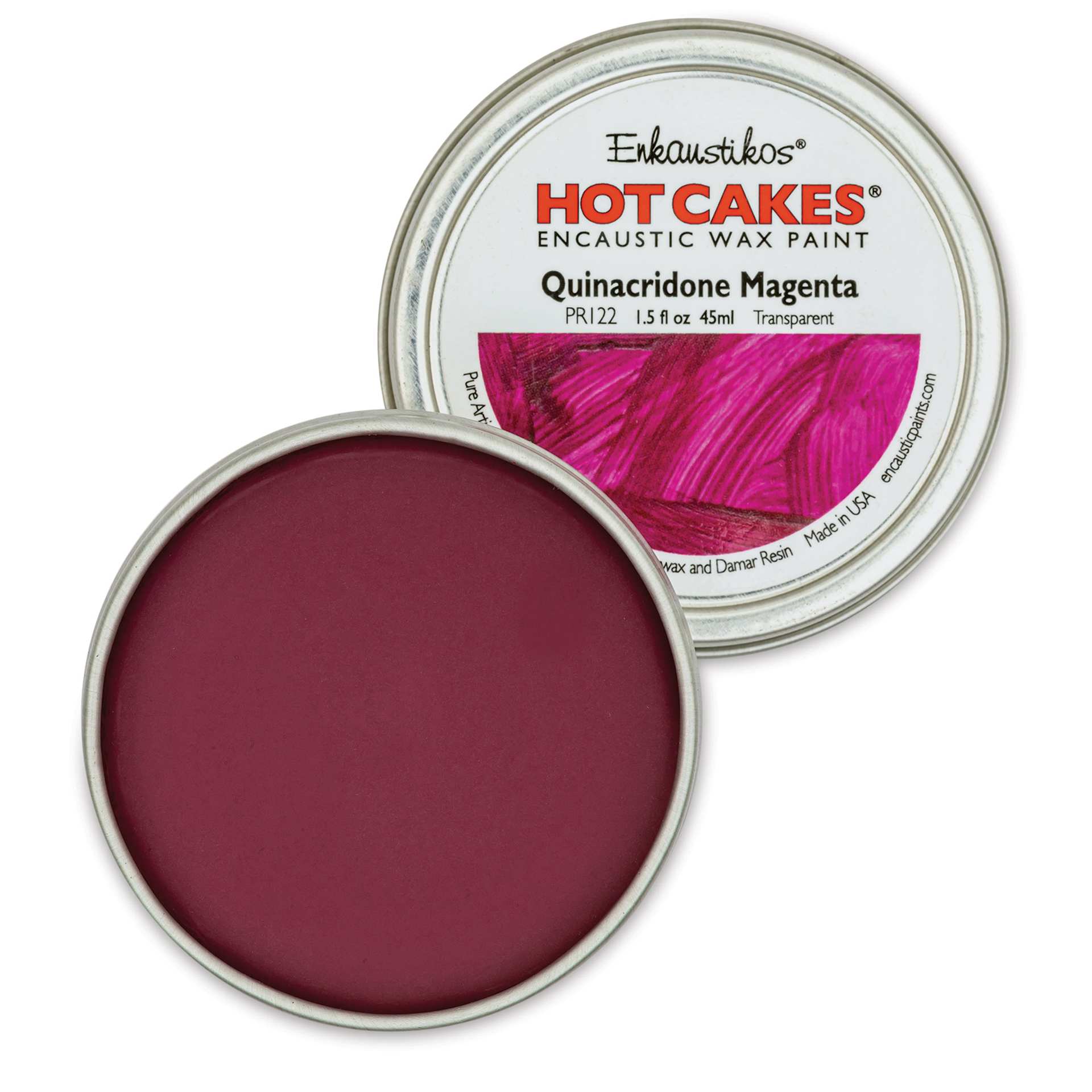 Enkaustikos Hot Cakes Encaustic Paint - Quinacridone Magenta, 45 ml tin