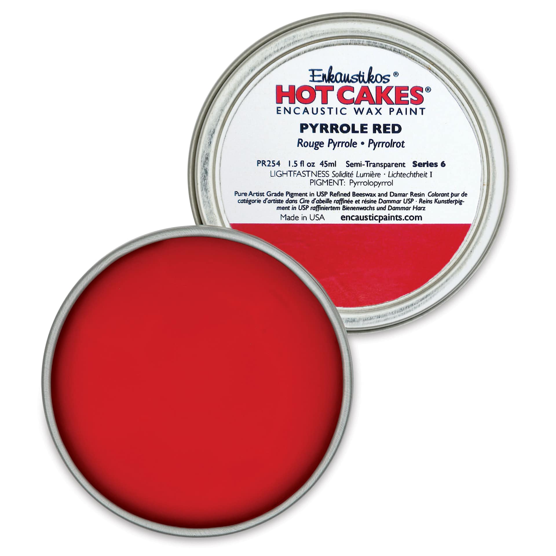Enkaustikos Hot Cakes Encaustic Paints - Pyrrole Red, 45 ml tin