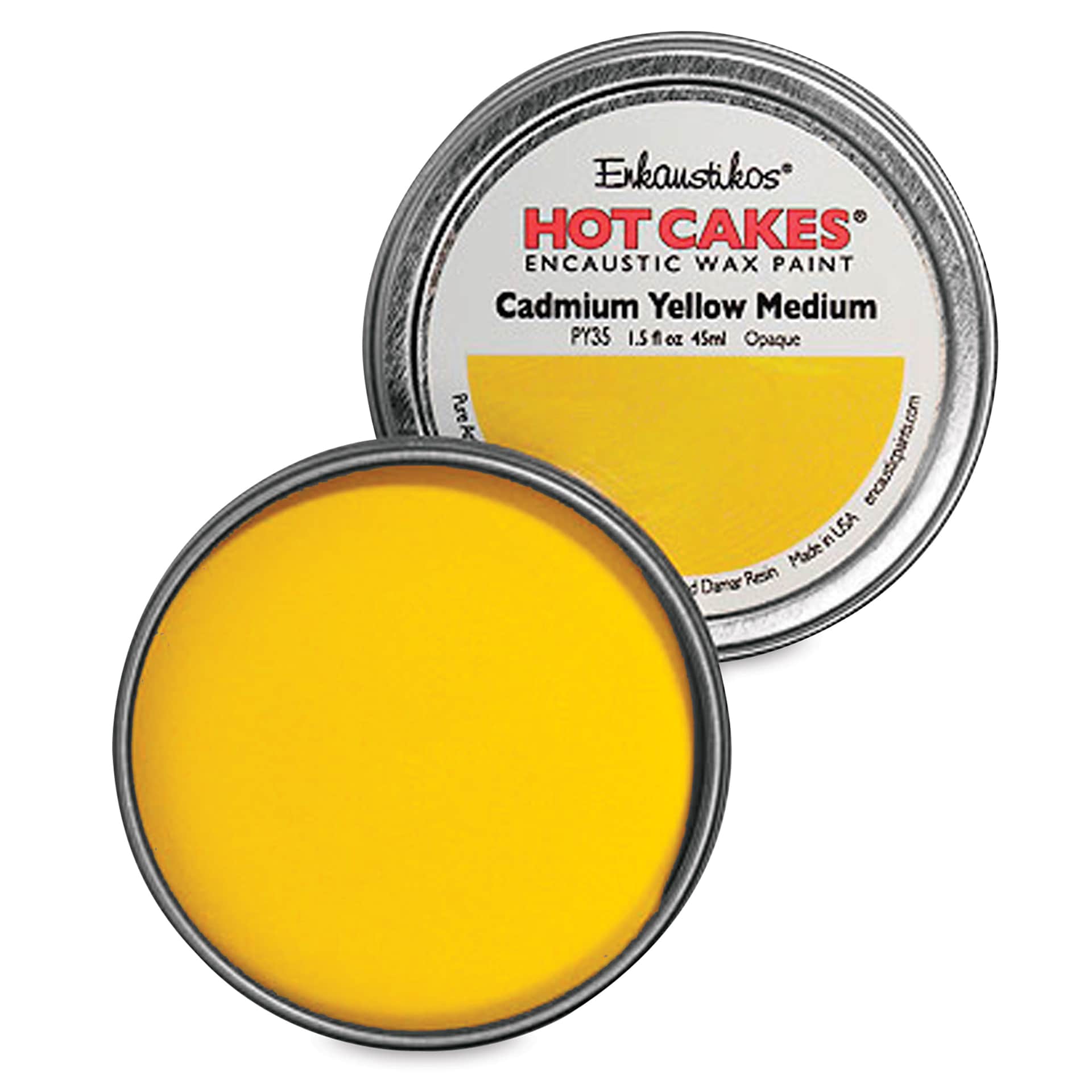 Enkaustikos Hot Cakes Encaustic Paint - Cadmium Yellow Medium, 45 ml tin