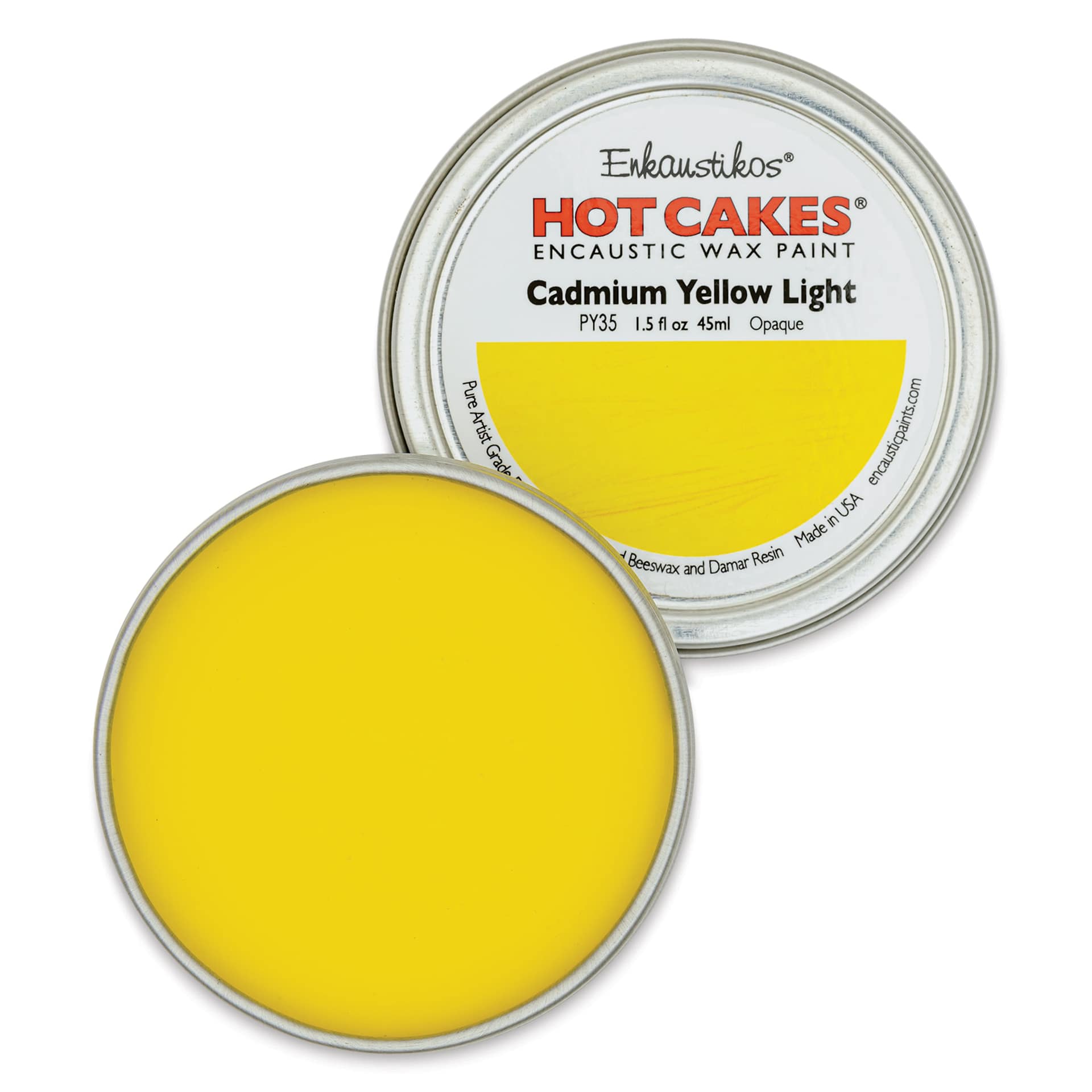 Enkaustikos Hot Cakes Encaustic Paint - Cadmium Yellow Light, 45 ml tin