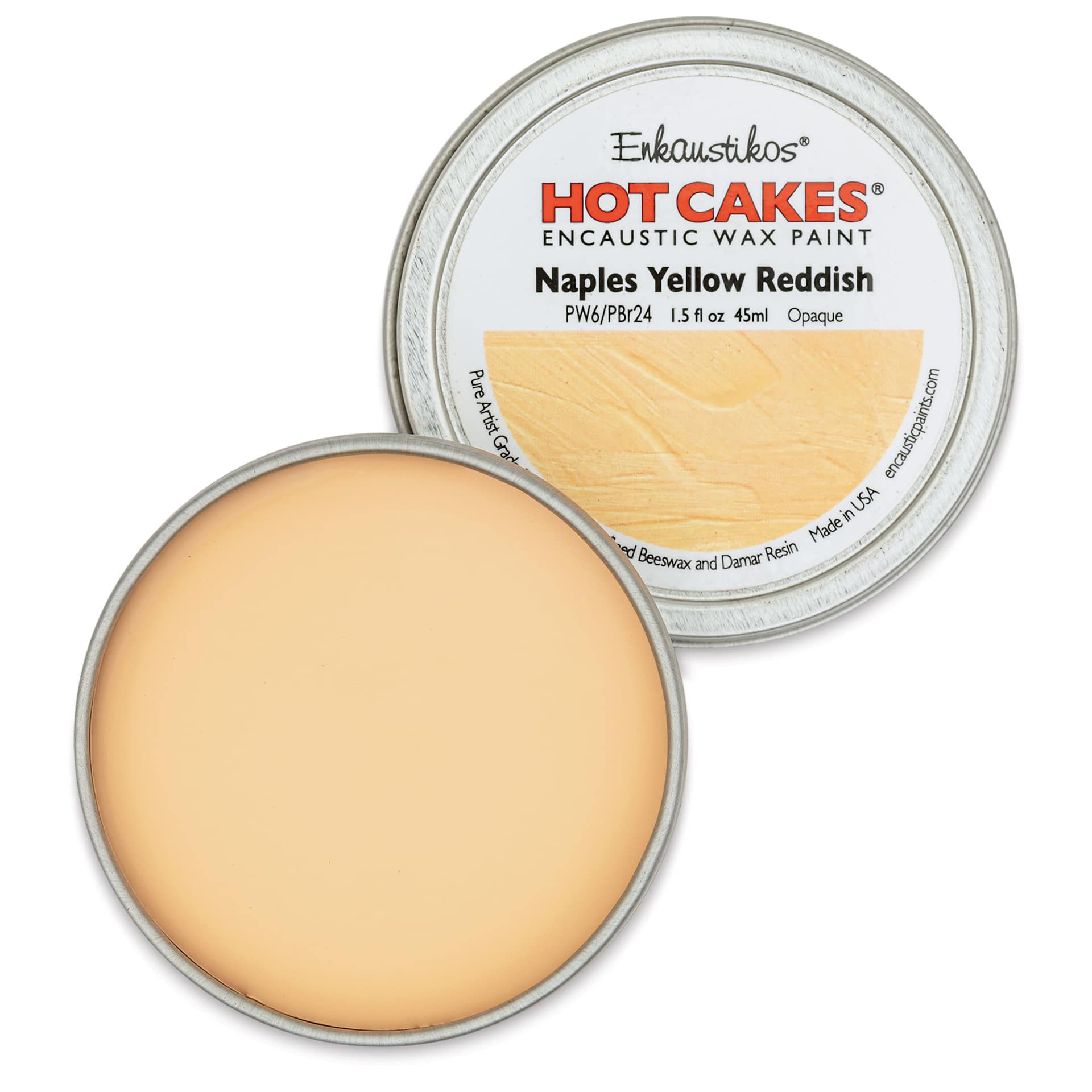Enkaustikos Hot Cakes Encaustic Paint - Naples Yellow Reddish, 45 ml tin