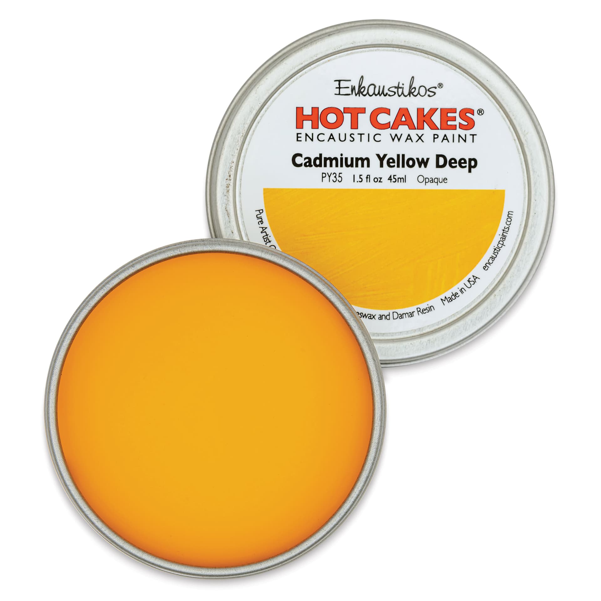 Enkaustikos Hot Cakes Encaustic Paint - Cadmium Yellow Deep, 45 ml tin