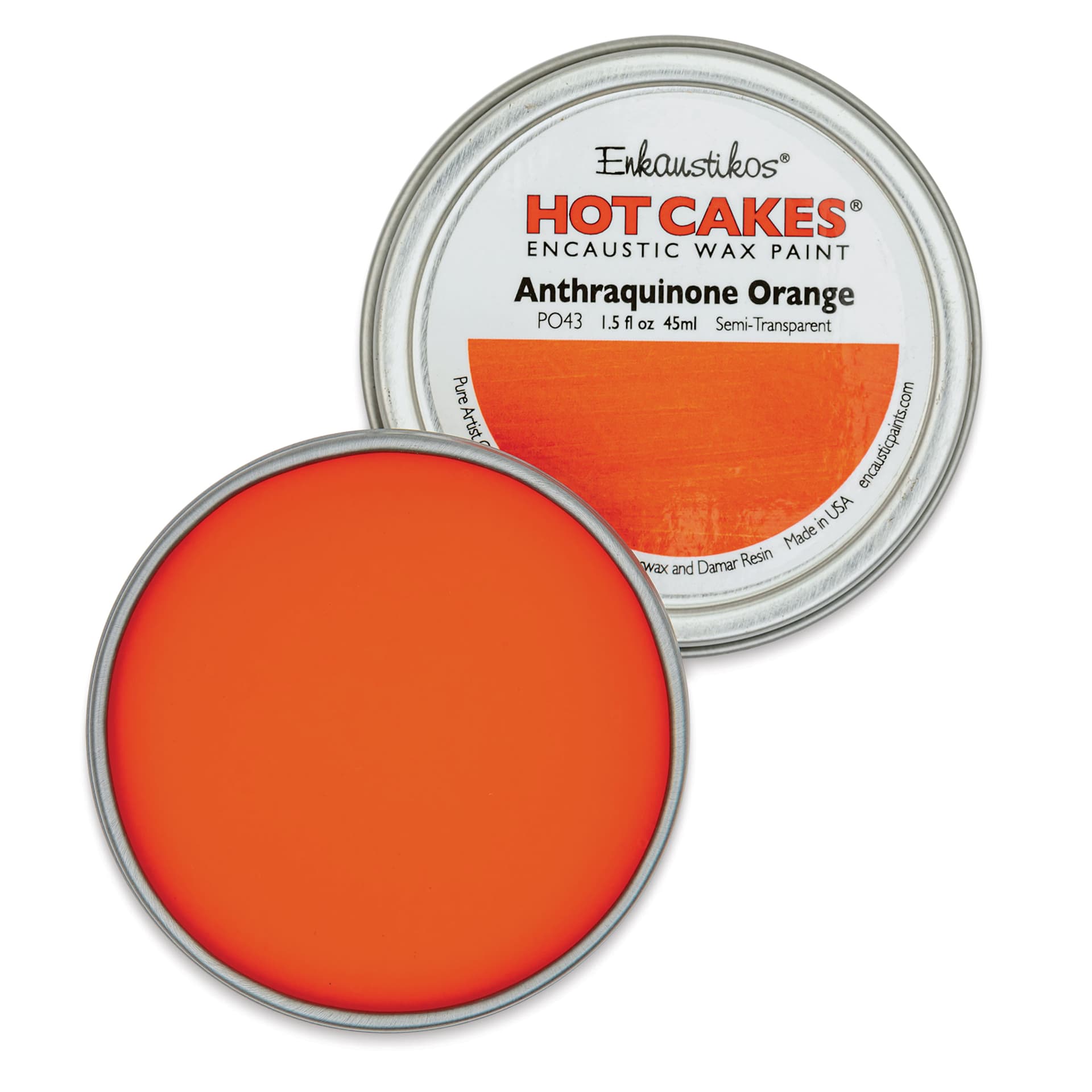 Enkaustikos Hot Cakes Encaustic Paint - Anthraquinone Orange, 45 ml tin