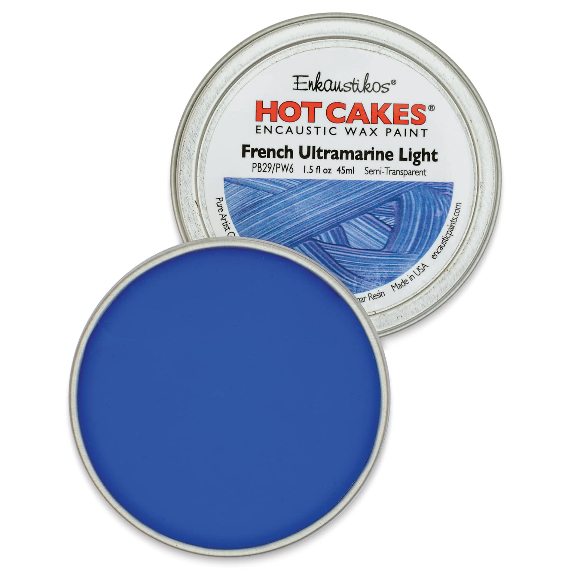 Enkaustikos Hot Cakes Encaustic Paint - French Ultramarine Light, 45 ml tin