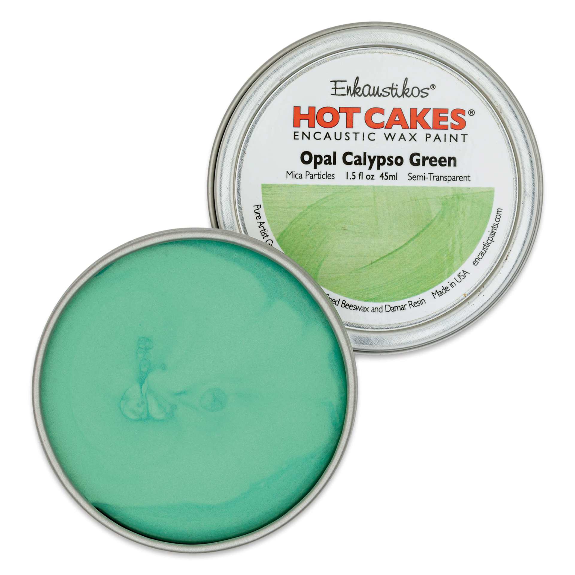 Enkaustikos Hot Cakes Encaustic Paint - Opal Calypso Green, 45 ml tin