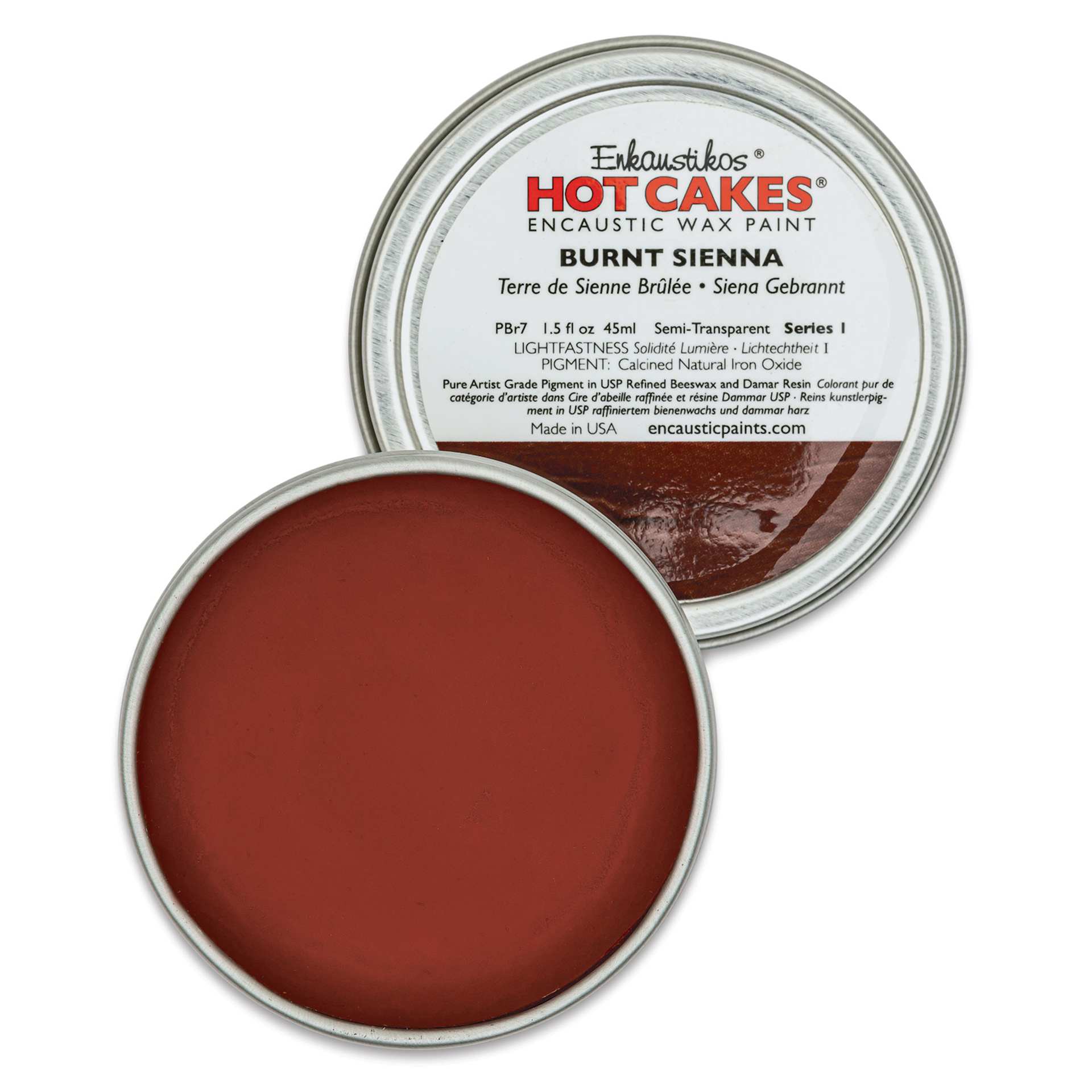 Enkaustikos Hot Cakes Encaustic Paint - Burnt Sienna, 45 ml tin