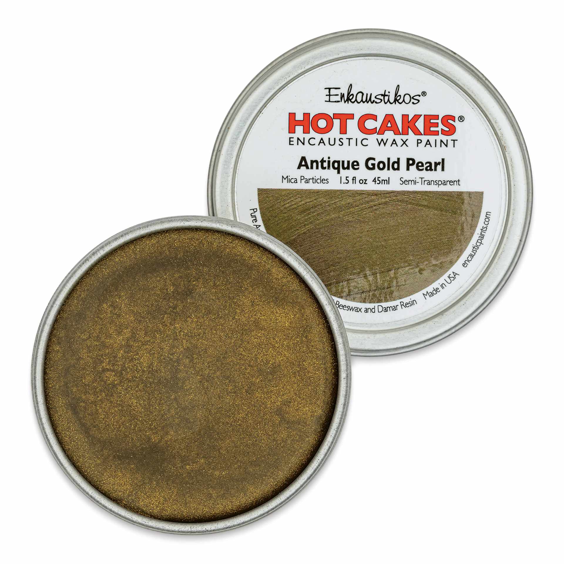 Enkaustikos Hot Cakes Encaustic Paint - Antique Gold Pearl, 45 ml tin