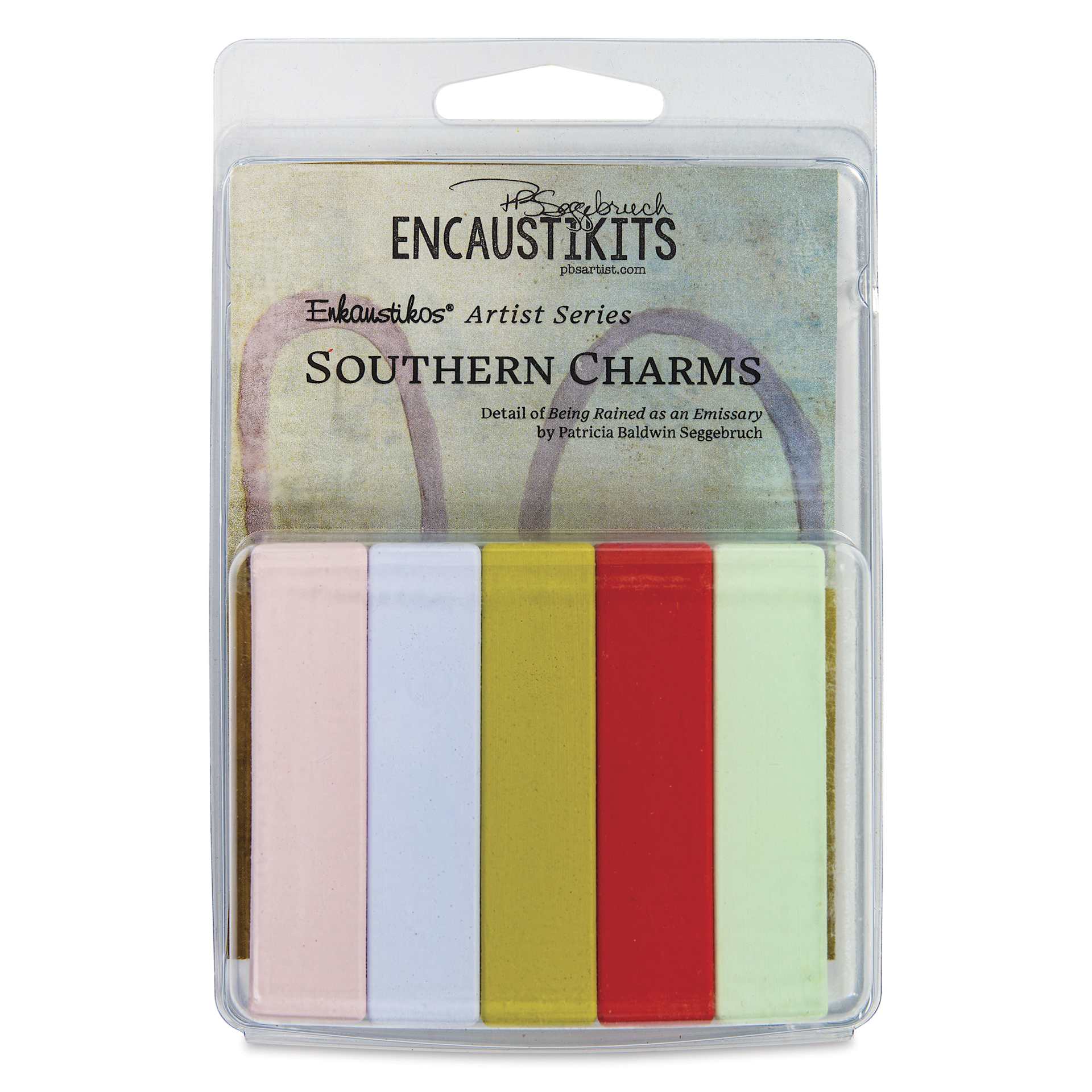 Enkaustikos Hot Sticks Encaustic Paints - Set of 5, Patricia Seggebruch Southern Charm, 13 ml stick front of package