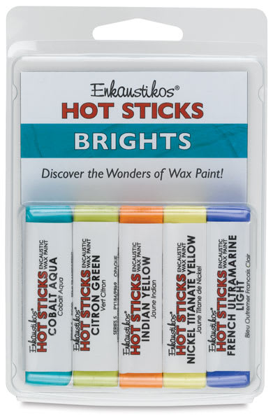 Enkaustikos Hot Sticks Encaustic Paints - Set of 5, Bright Colors, 13 ml sticks