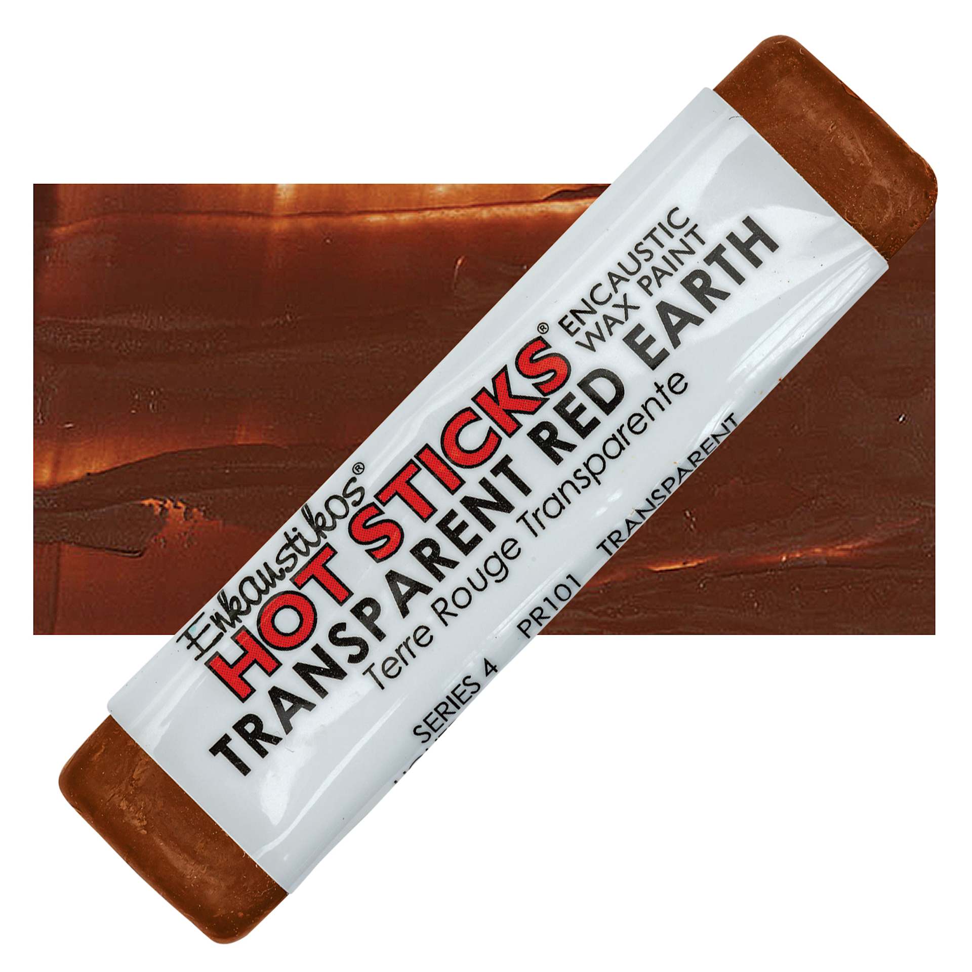 Enkaustikos Hot Sticks Encaustic Wax Paint - Transparent Earth Read, 13 ml stick and swatch