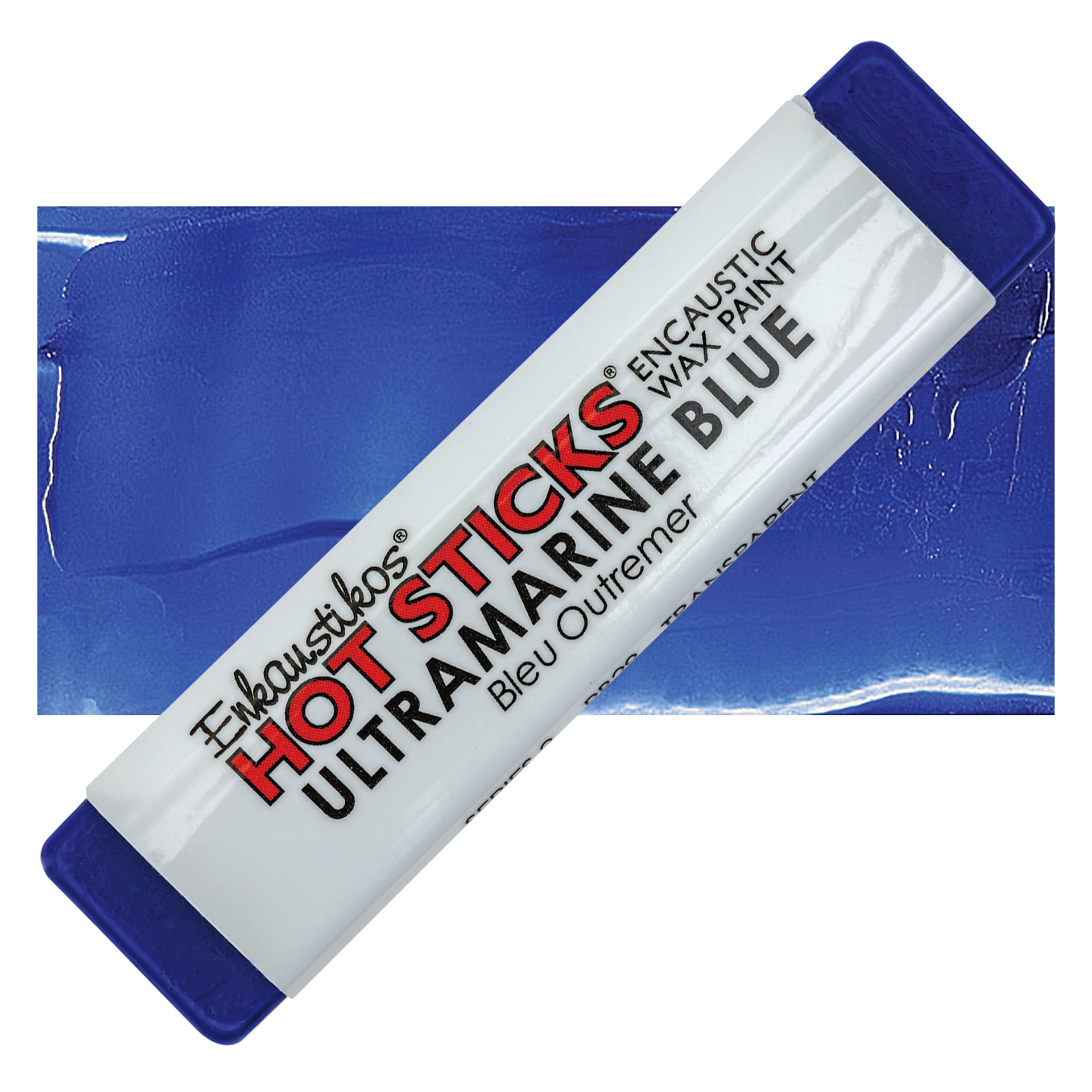Enkaustikos Hot Sticks Encaustic Wax Paint - Ultramarine Blue, 13 ml stick and swatch