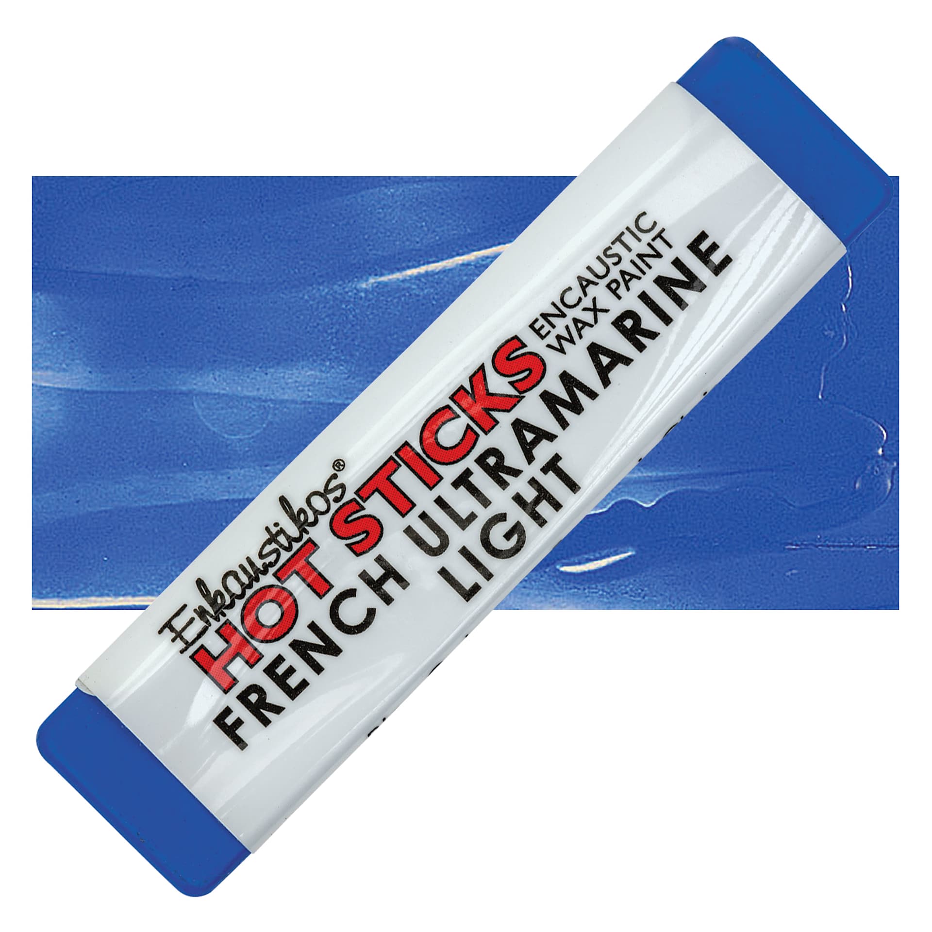Enkaustikos Hot Sticks Encaustic Wax Paint - French Ultramarine Light, 13 ml stick and swatch