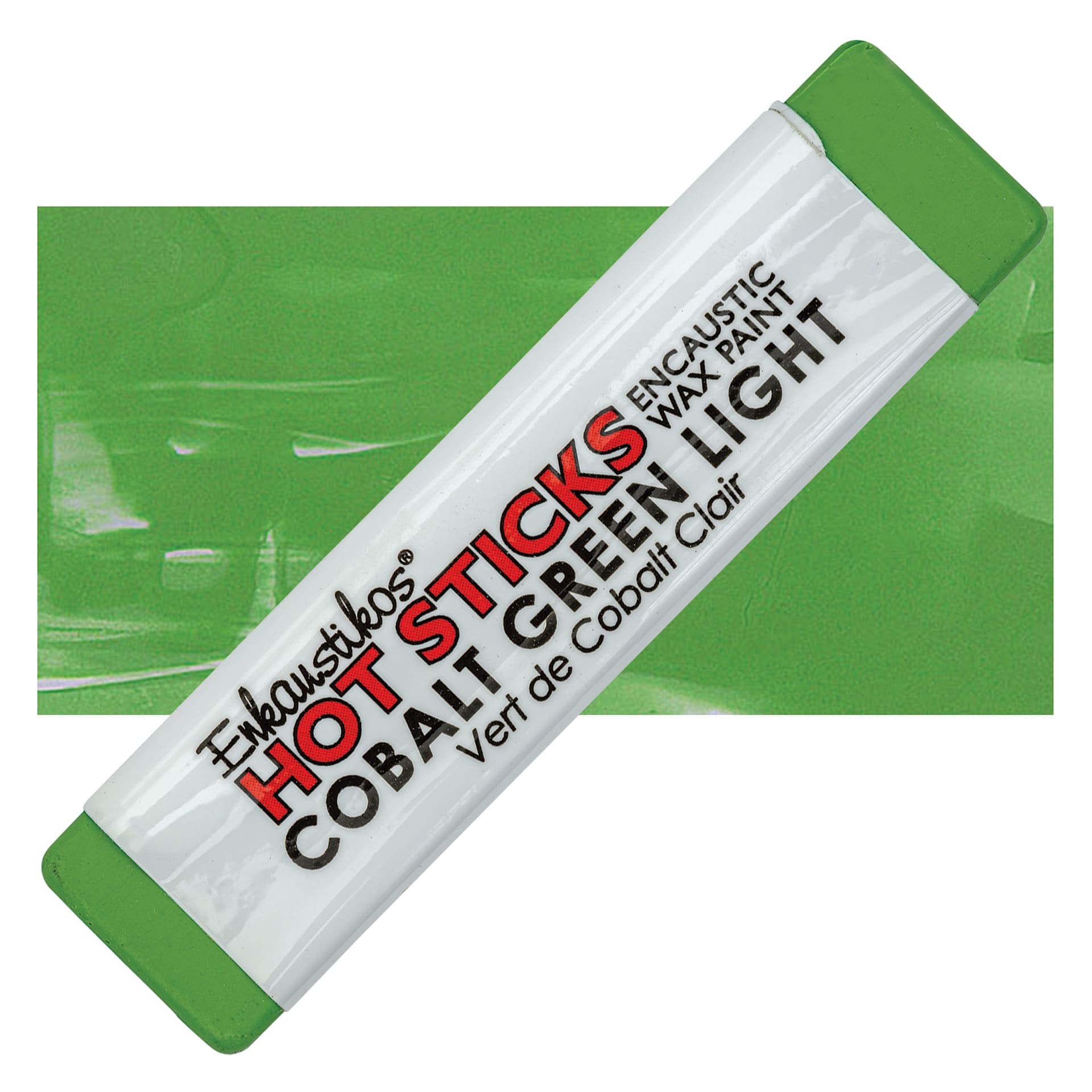 Enkaustikos Hot Sticks Encaustic Wax Paint - Cobalt Green Light, 13 ml stick and swatch