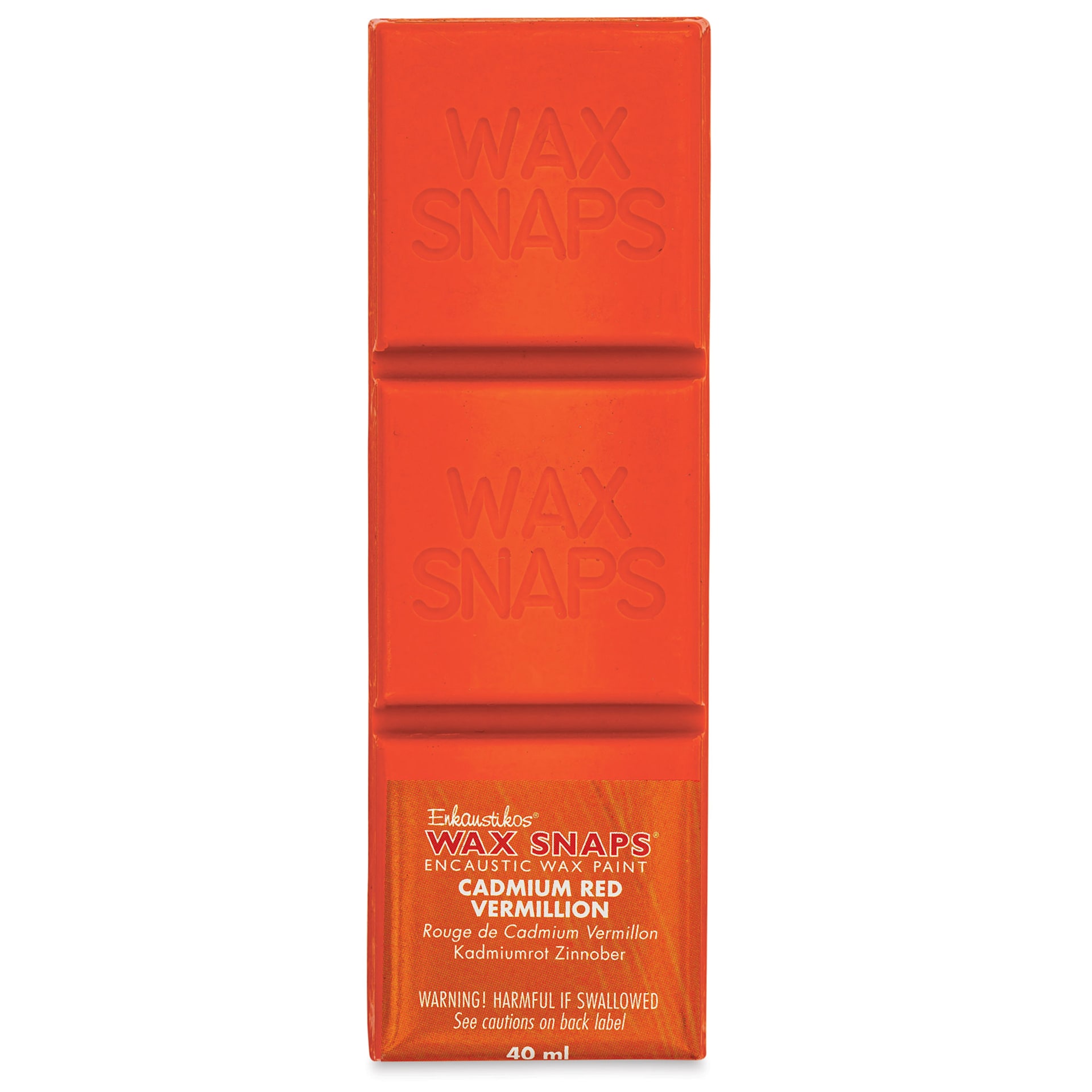 Enkaustikos Wax Snaps Encaustic Paints - Cadmium Red Vermilion, 40 ml cake front of package