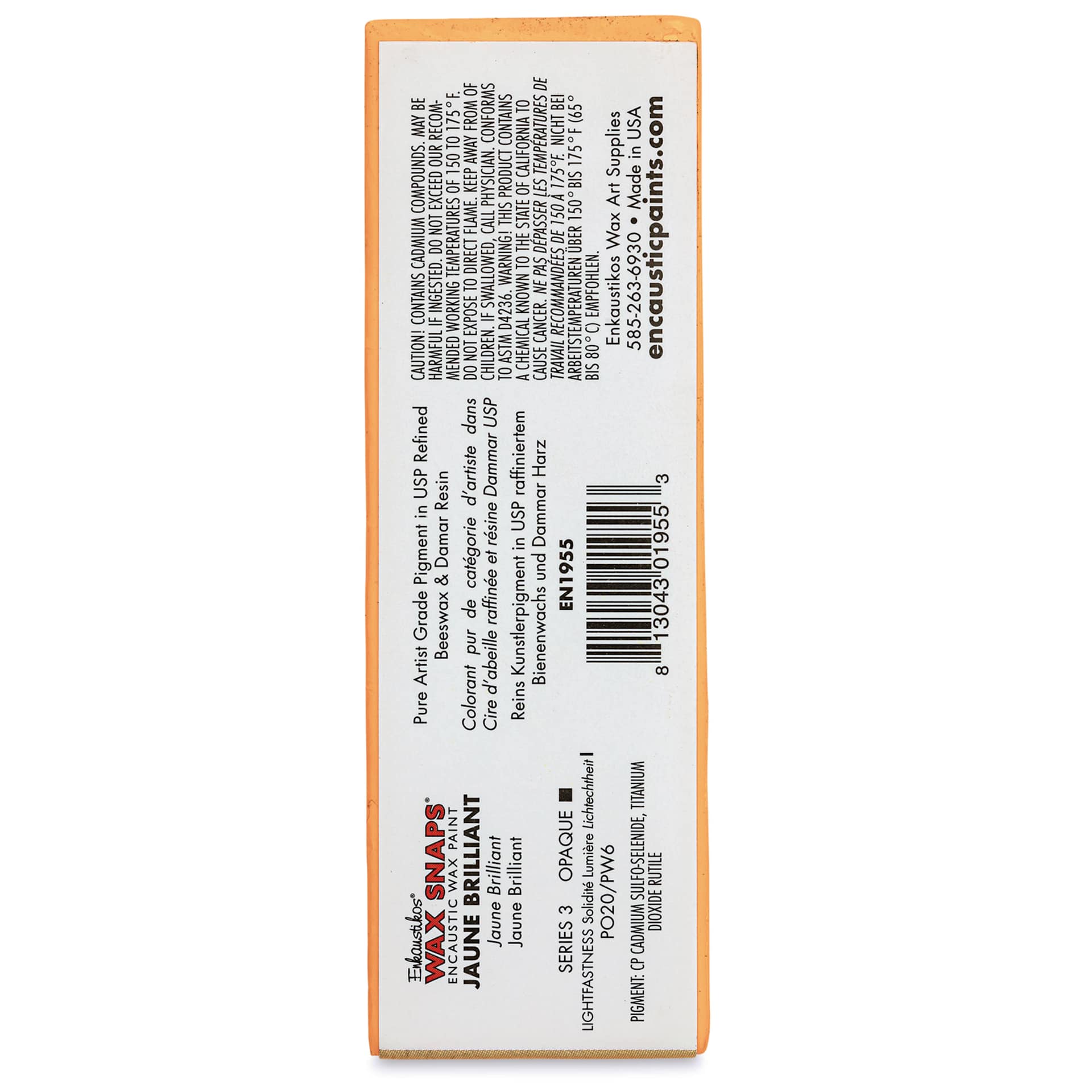 Enkaustikos Wax Snaps Encaustic Paints - Juane Brilliant, 40 ml cake back of package