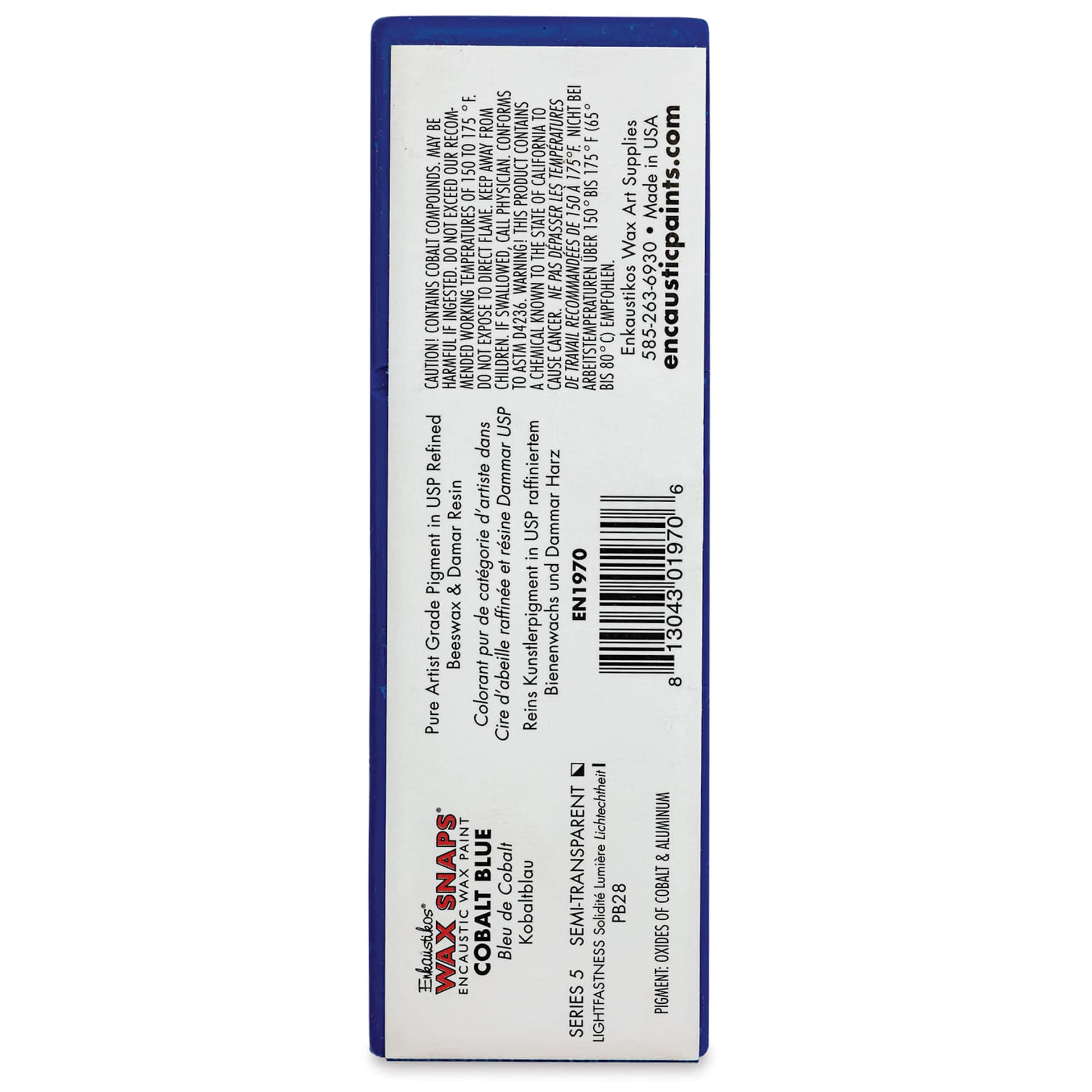 Enkaustikos Wax Snaps Encaustic Paints - Cobalt Blue, 40 ml cake back of package