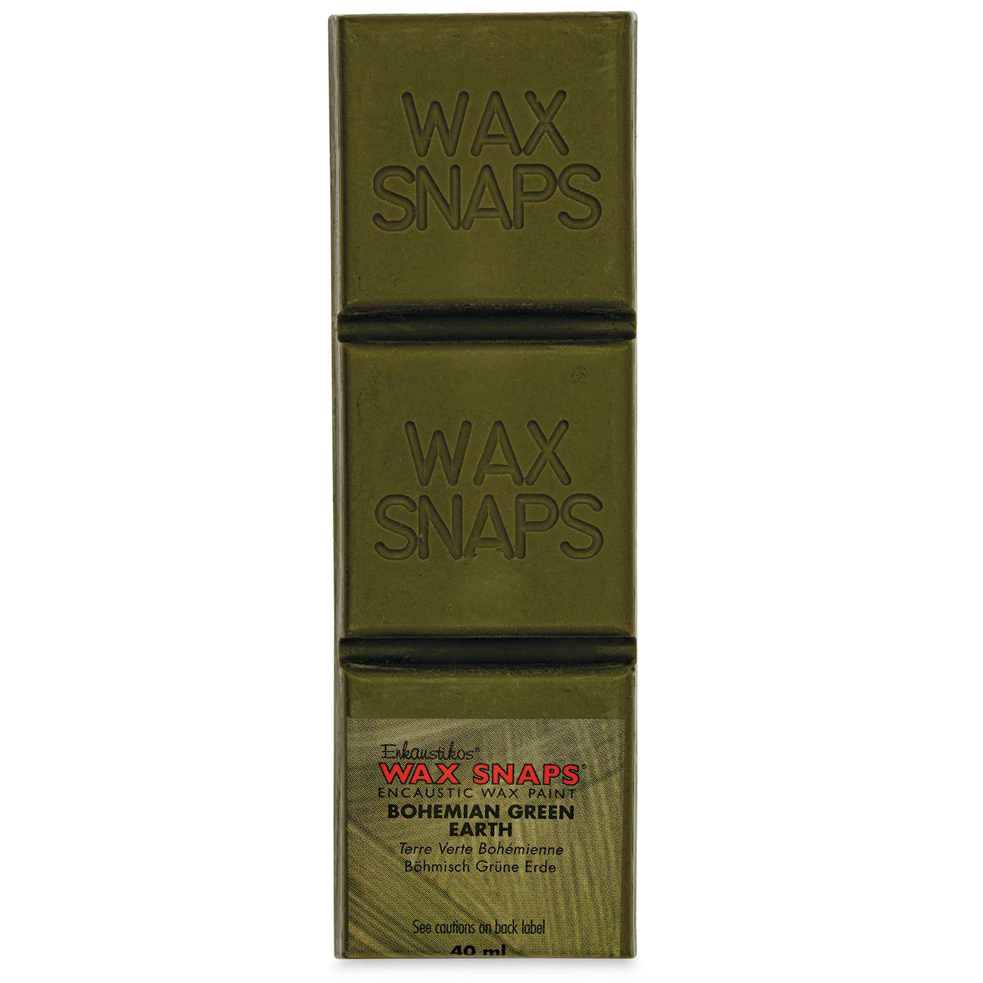 Enkaustikos Wax Snaps Encaustic Paints - Bohemian Green Earth, 40 ml cake front of package