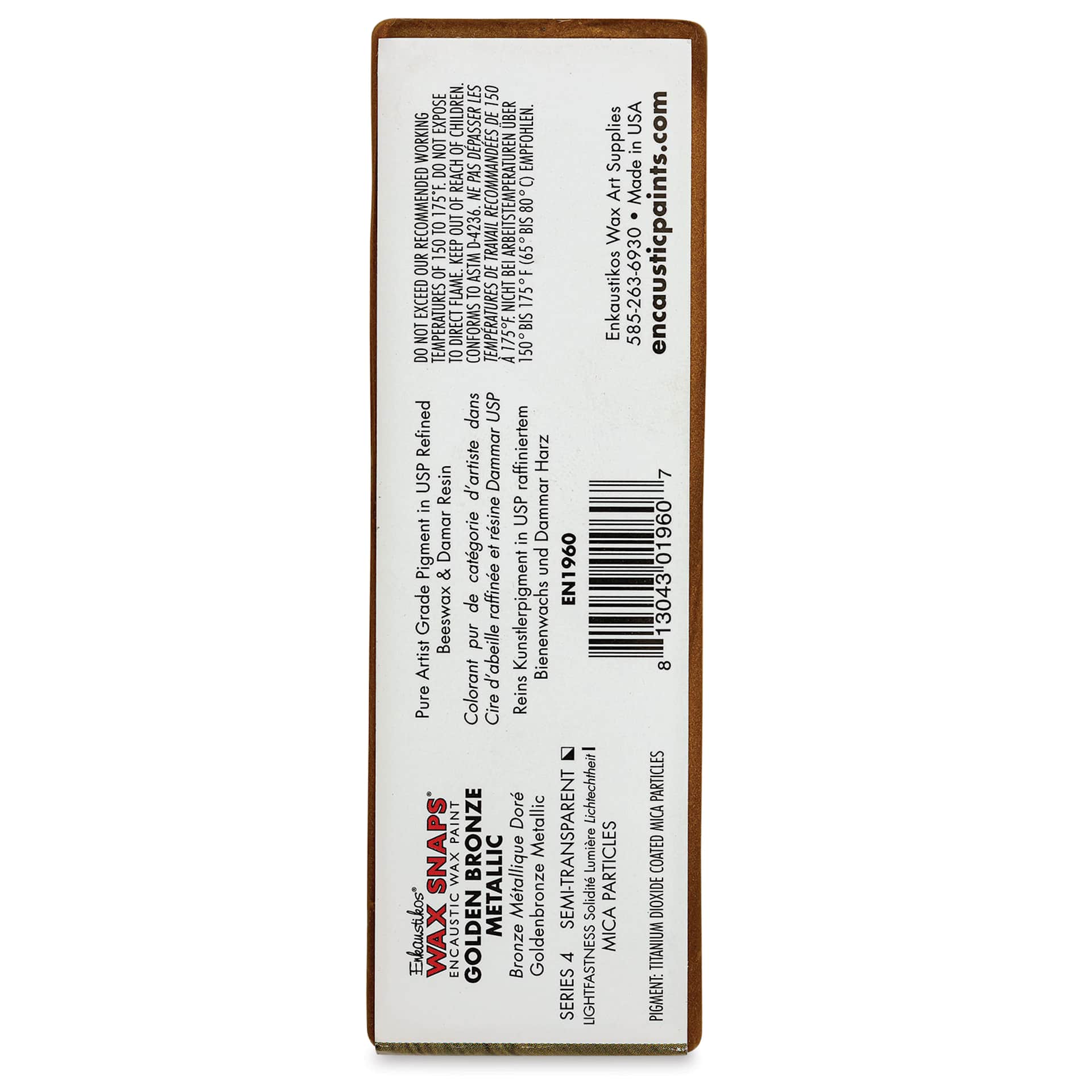 Enkaustikos Wax Snaps Encaustic Paints - Golden Bronze Metallic, 40 ml cake back of package