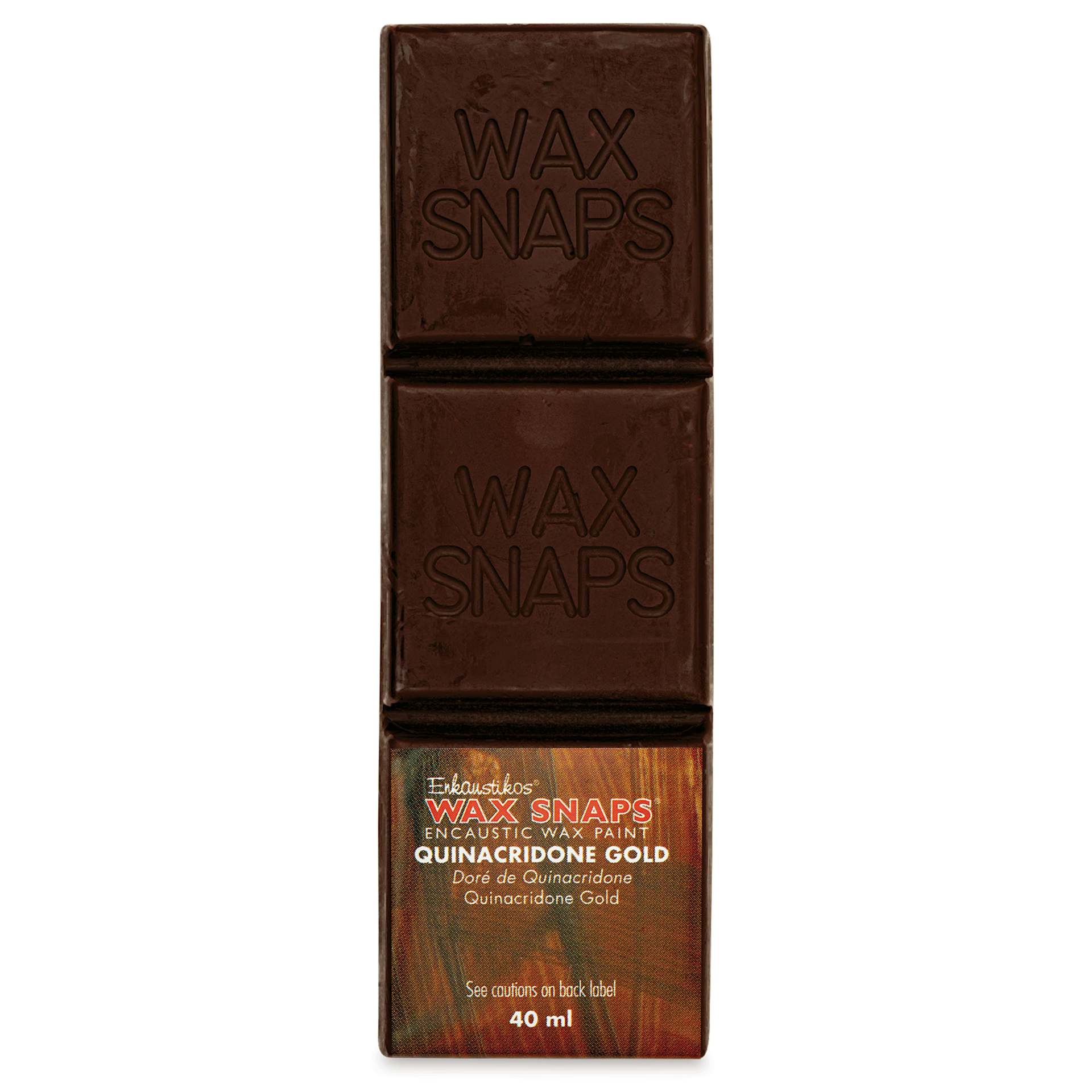 Enkaustikos Wax Snaps Encaustic Paints - Quinacridone Gold, 40 ml cake front of package