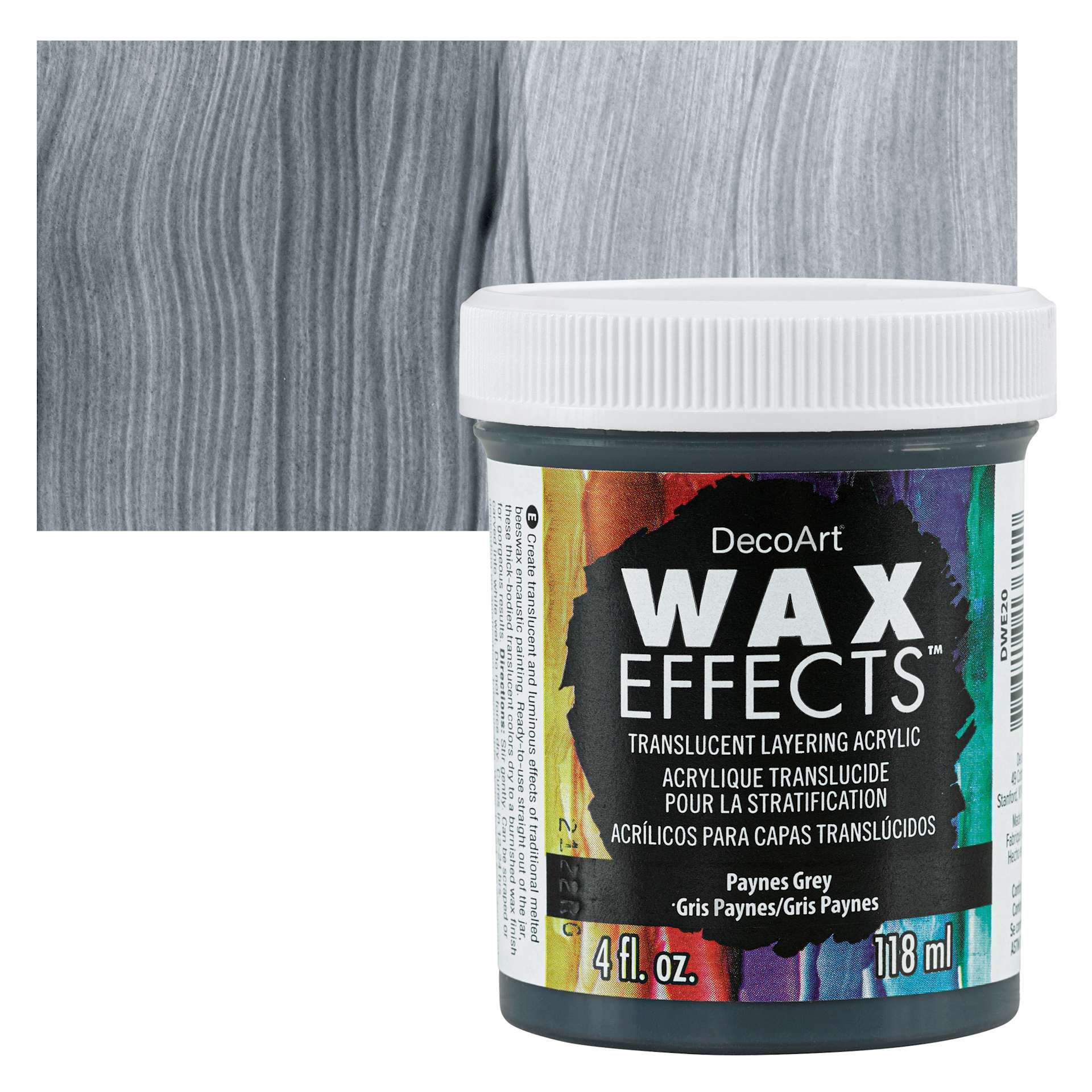 DecoArt Wax Effects Acrylic Paint - Paynes Grey, 4 oz Jar and swatch