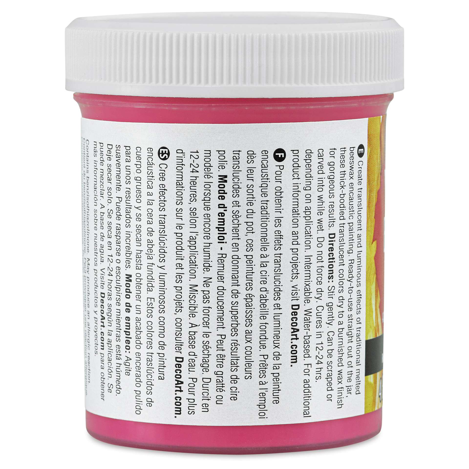 DecoArt Wax Effects Acrylic Paint - Quinacridone Red, 4 oz Jar (Back)