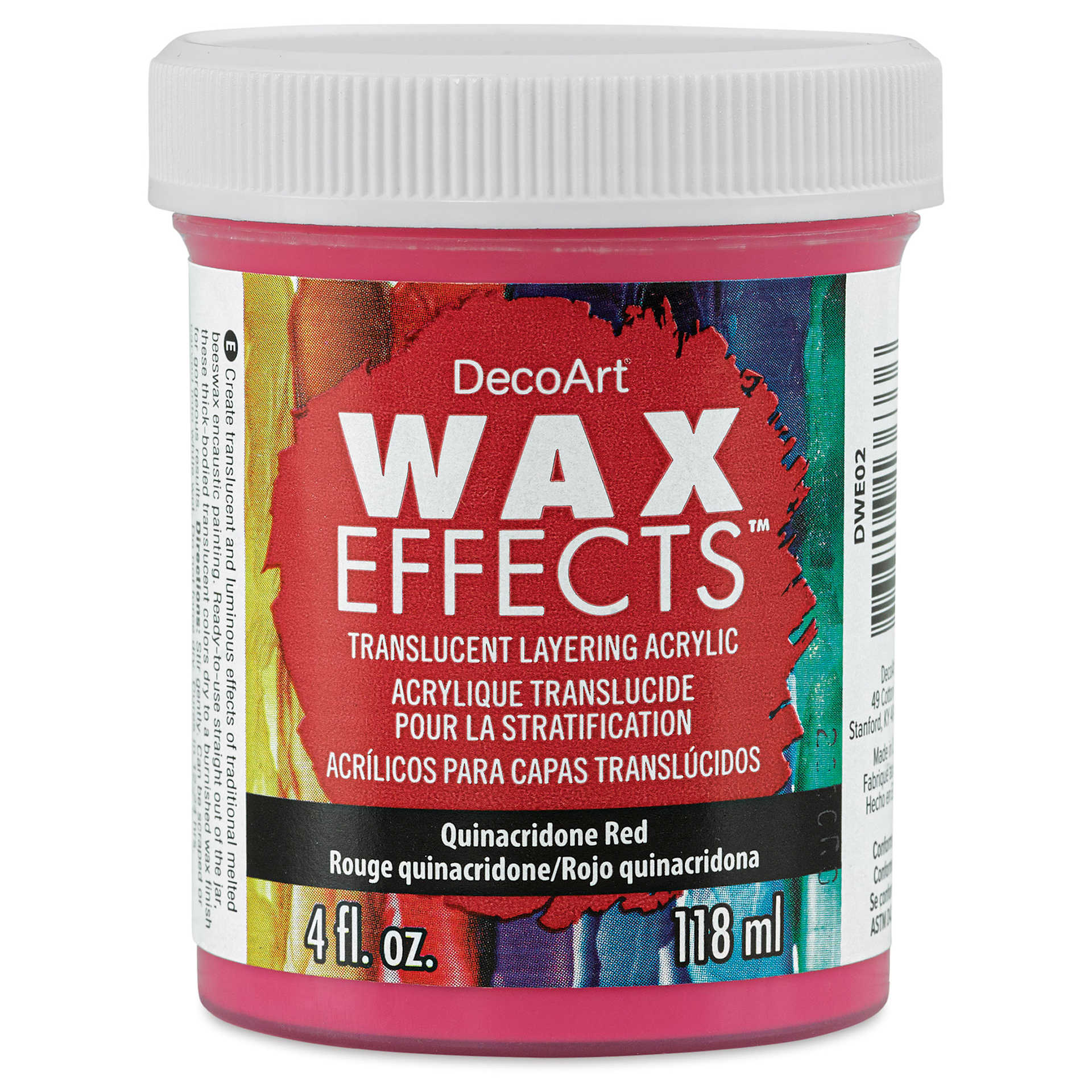 DecoArt Wax Effects Acrylic Paint - Quinacridone Red, 4 oz Jar (Front)
