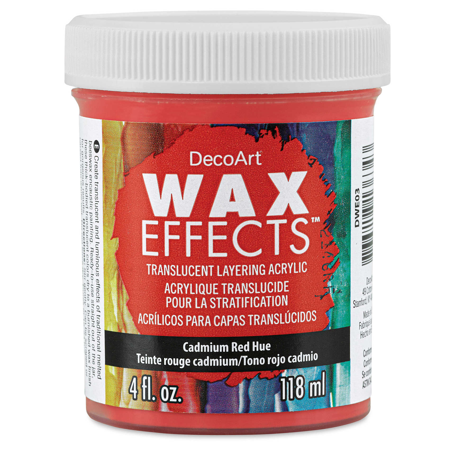 DecoArt Wax Effects Acrylic Paint - Cadmium Red Hue, 4 oz Jar (Front)