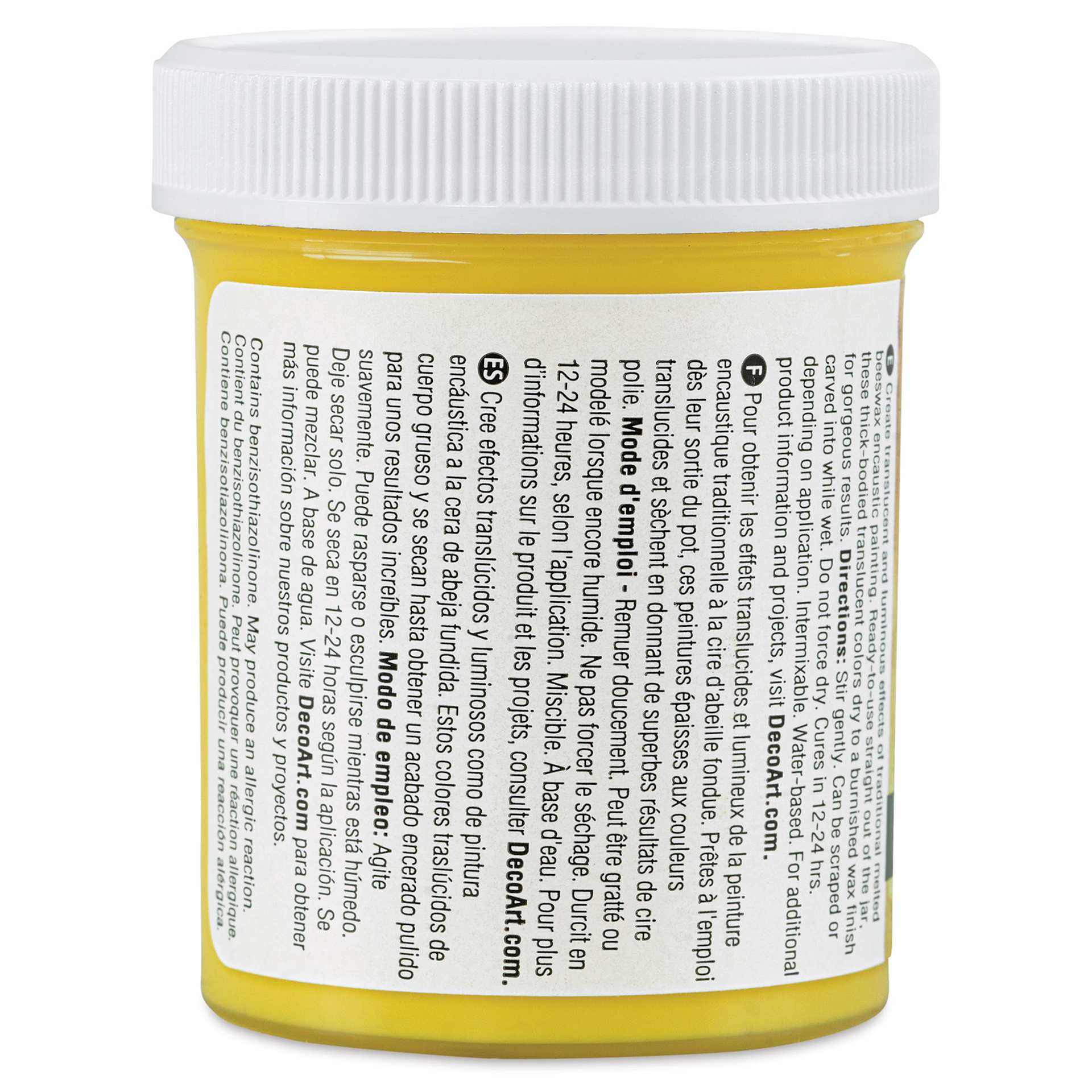 DecoArt Wax Effects Acrylic Paint - Diarylide Yellow, 4 oz Jar (Back)