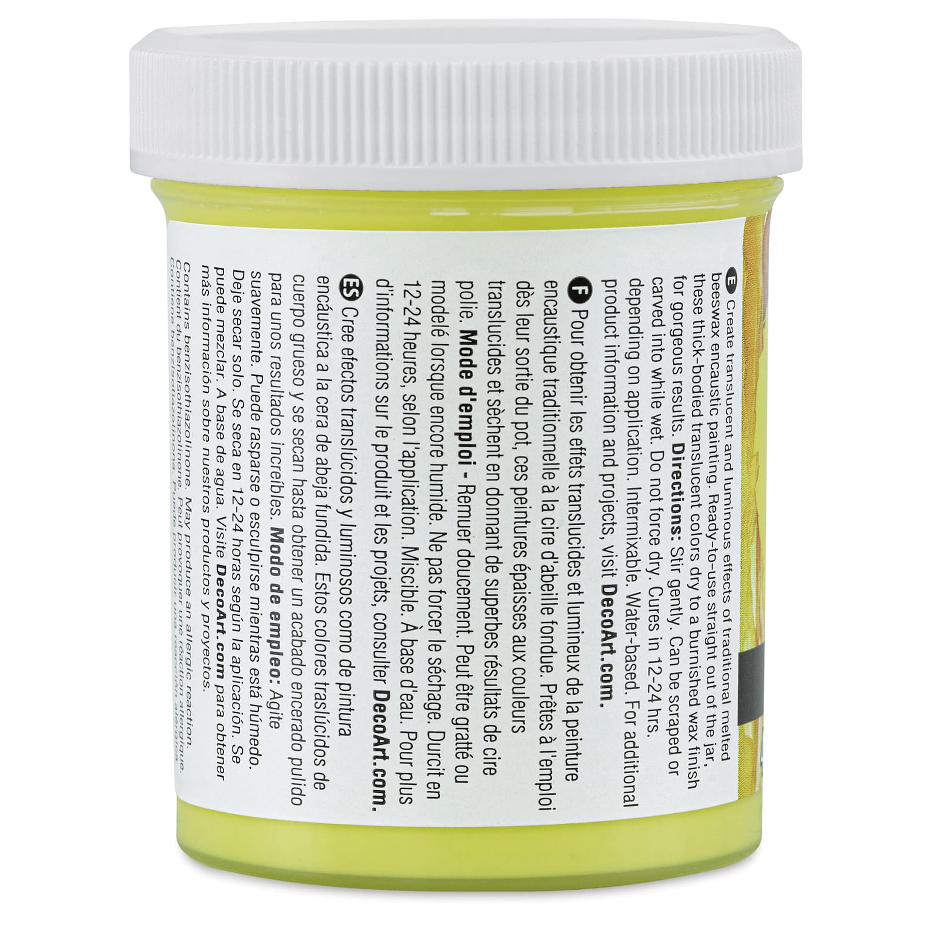 DecoArt Wax Effects Acrylic Paint - Hansa Yellow Light, 4 oz Jar (Back)