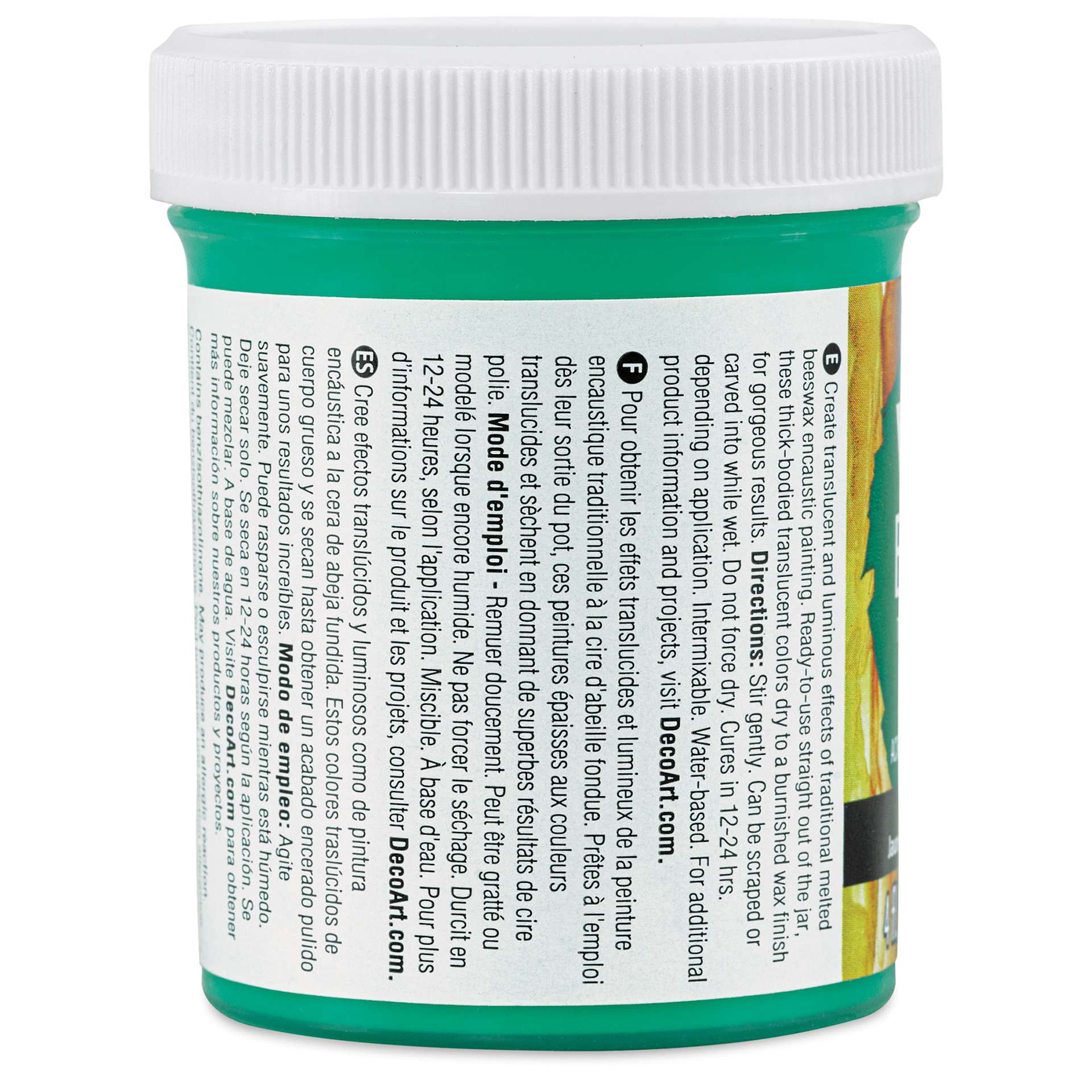 DecoArt Wax Effects Acrylic Paint - Phthalo Green Yellow, 4 oz Jar (Back)