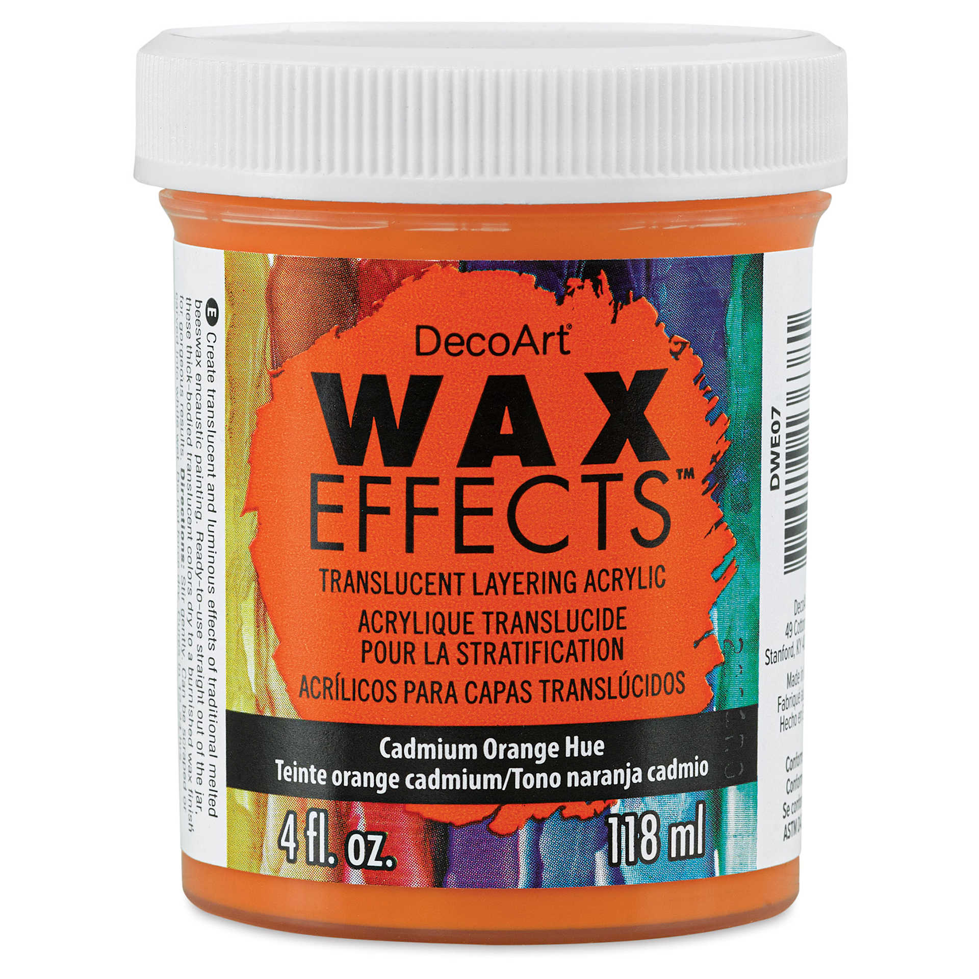 DecoArt Wax Effects Acrylic Paint - Cadmium Orange Hue, 4 oz Jar (Front)