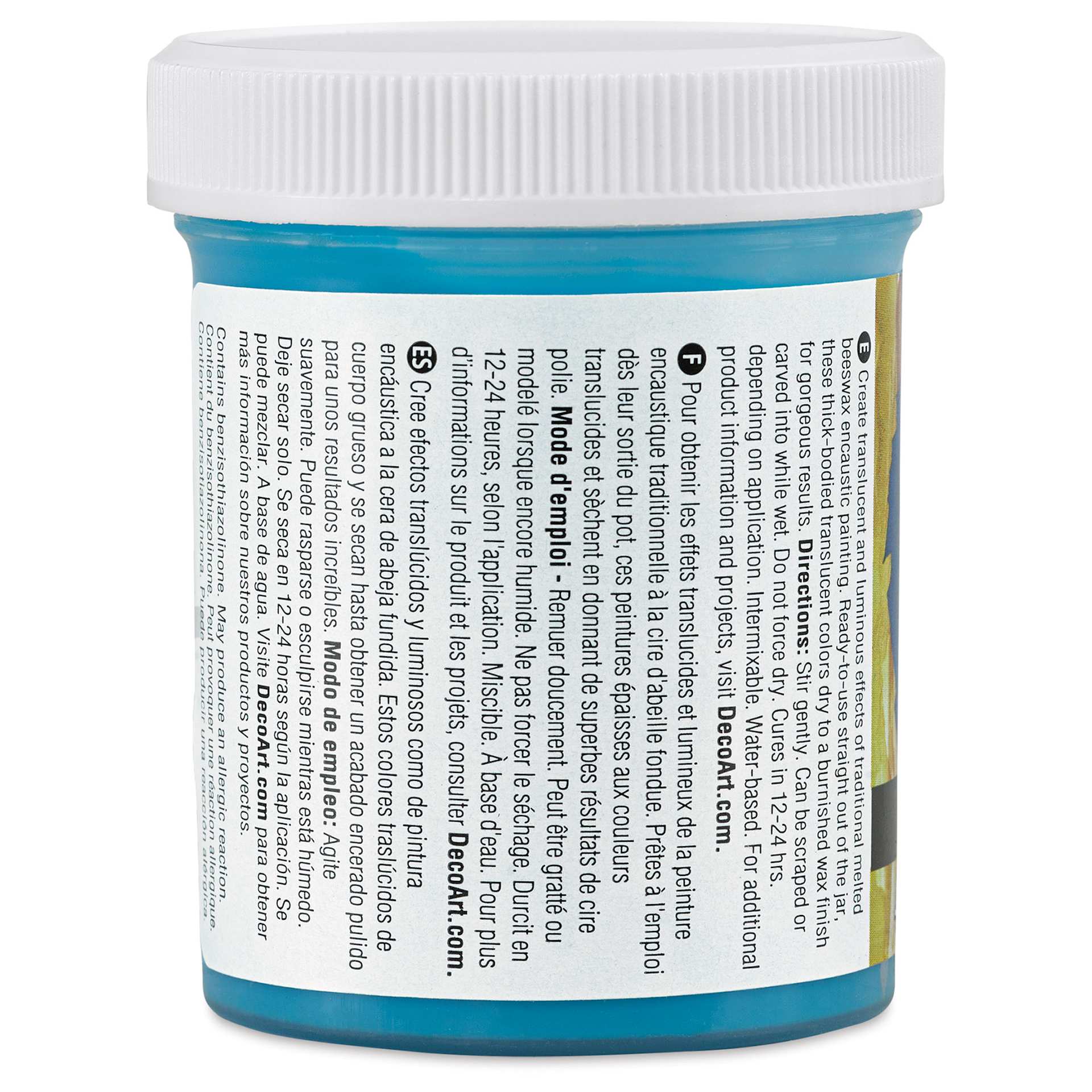DecoArt Wax Effects Acrylic Paint - Phthalo Blue, 4 oz Jar (Back)