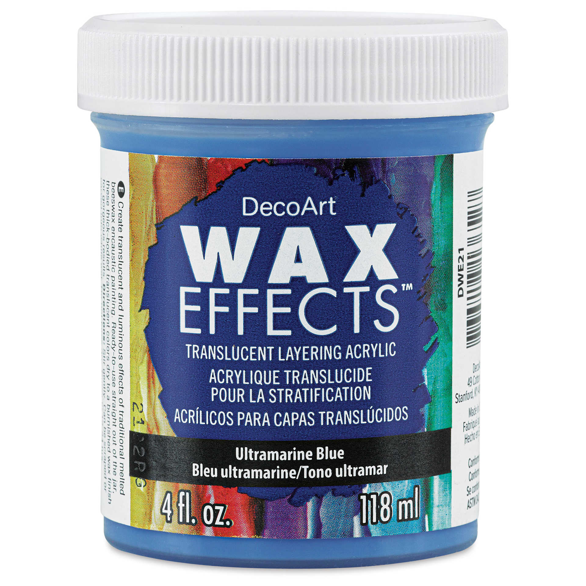 DecoArt Wax Effects Acrylic Paint - Ultramarine Blue, 4 oz Jar (Front)